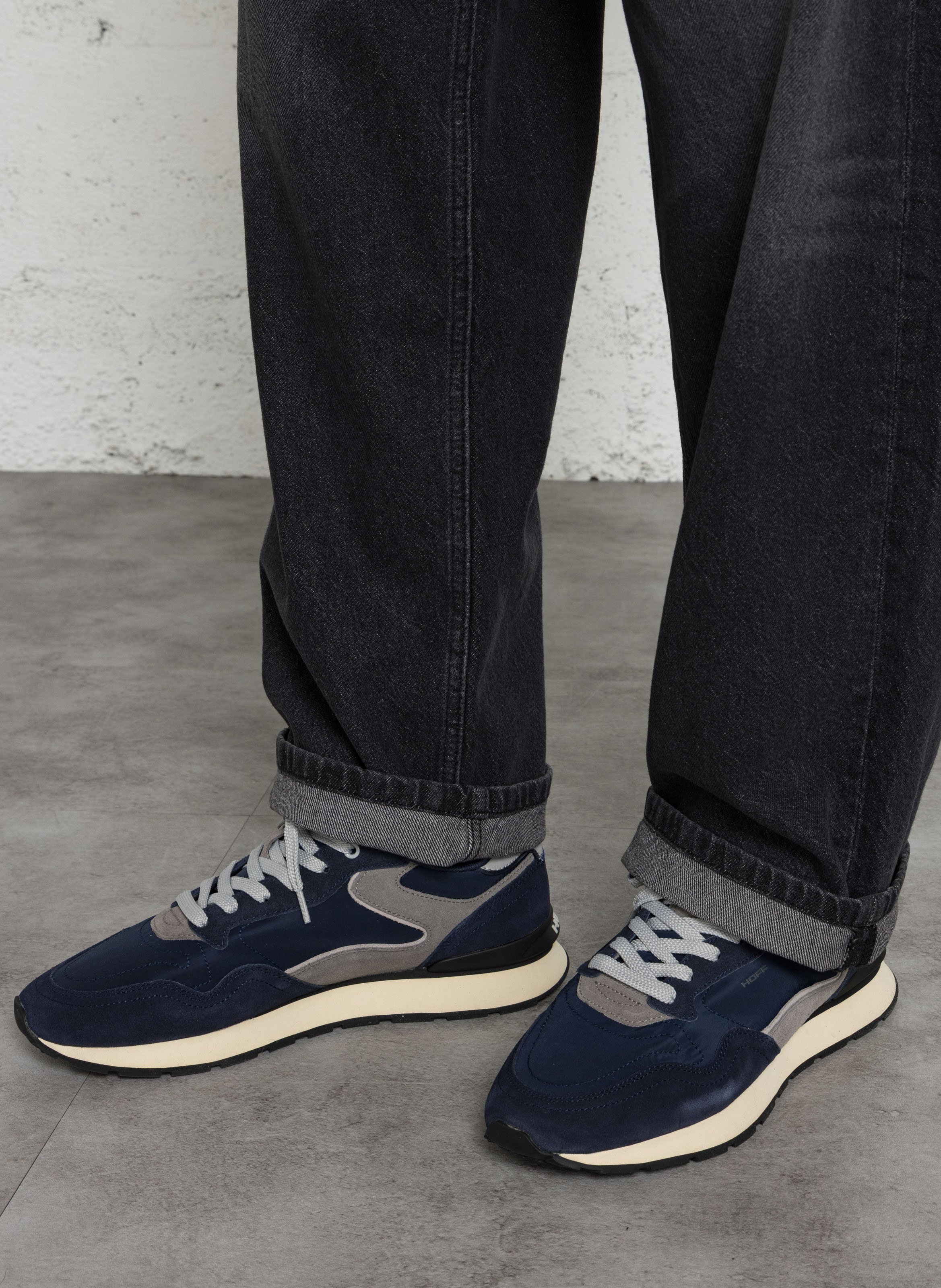 Low-top mixed leather sneakers HOFF Blue
