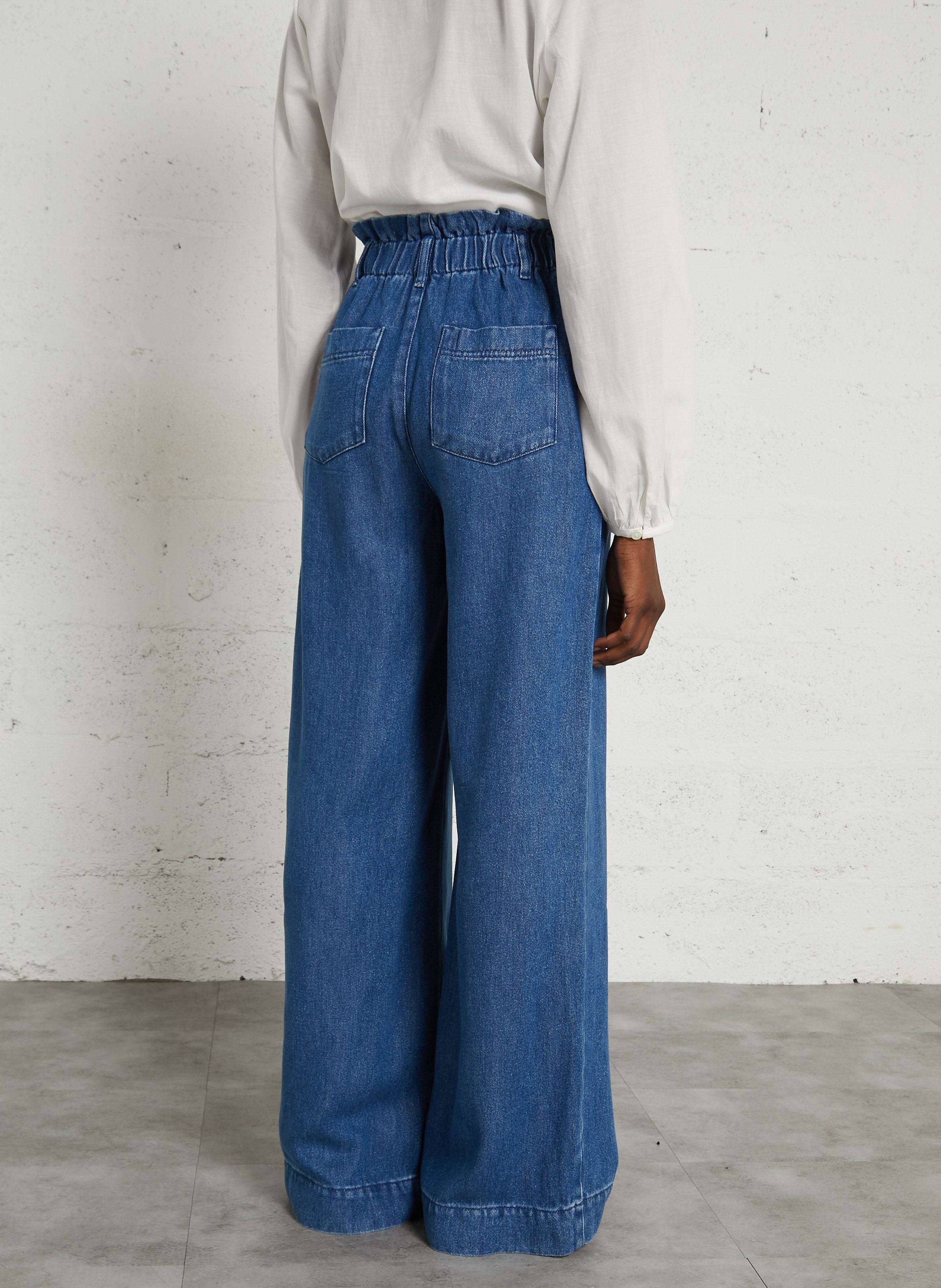 Weite Jeans mit elastischem Bund DES PETITS HAUTS Blau