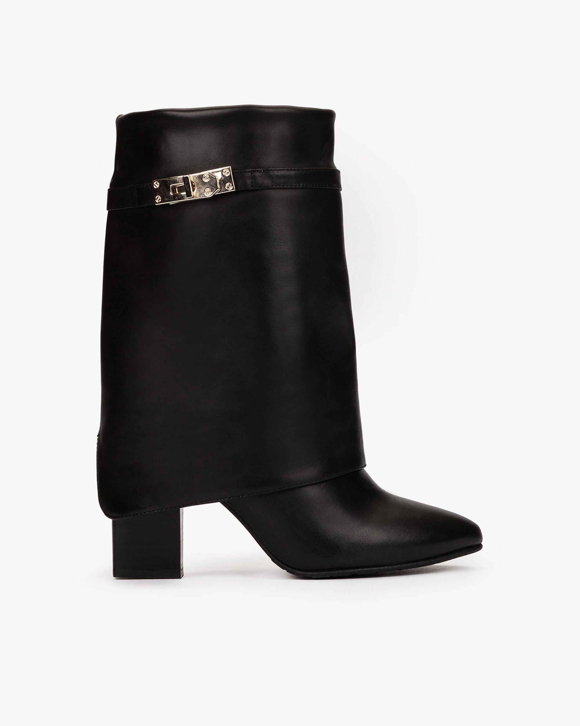 Black leather heeled booties. PEDRO MIRALLES Black