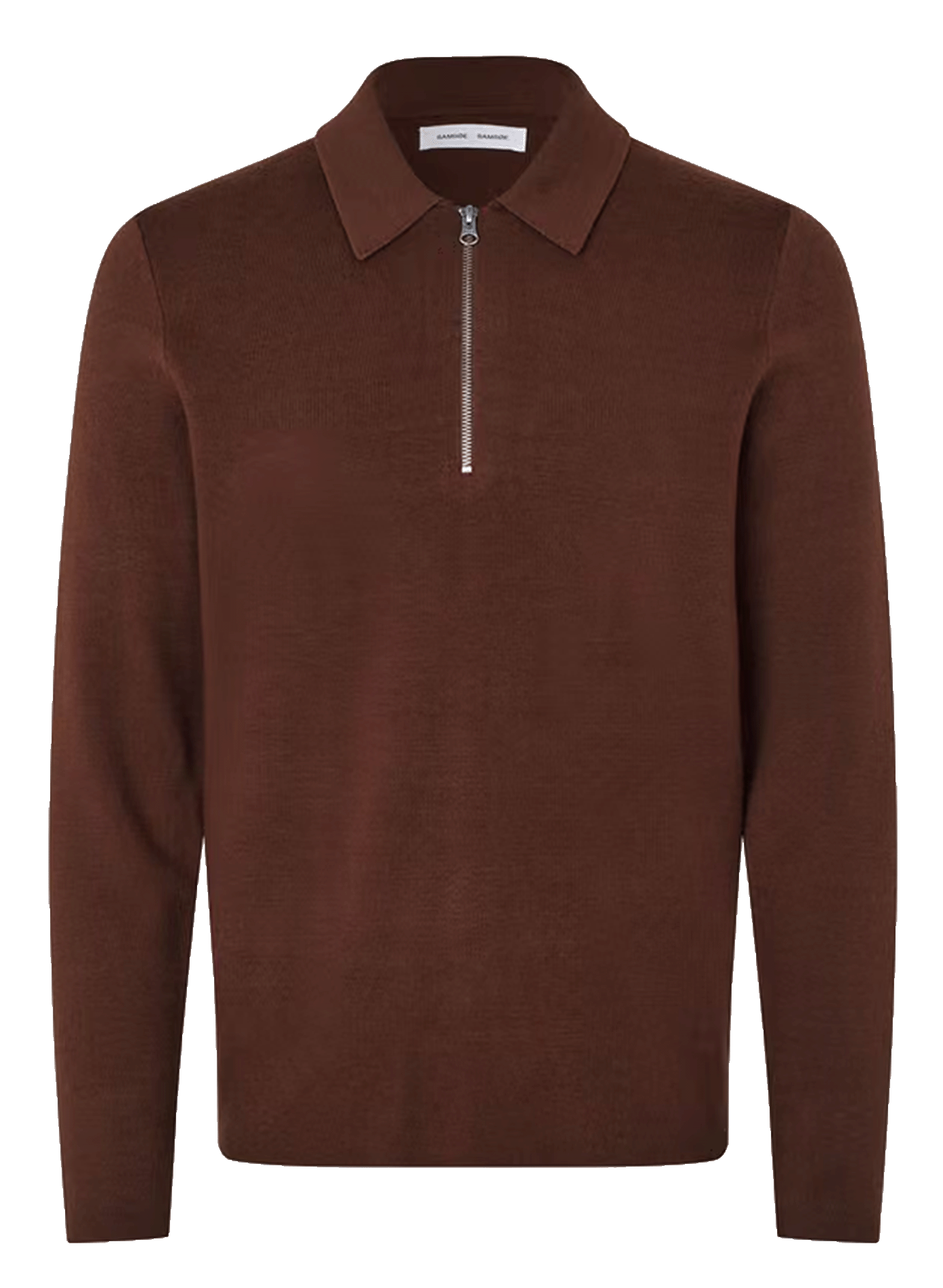 Straight-fit zip-neck polo sweater SAMSOE SAMSOE Brown