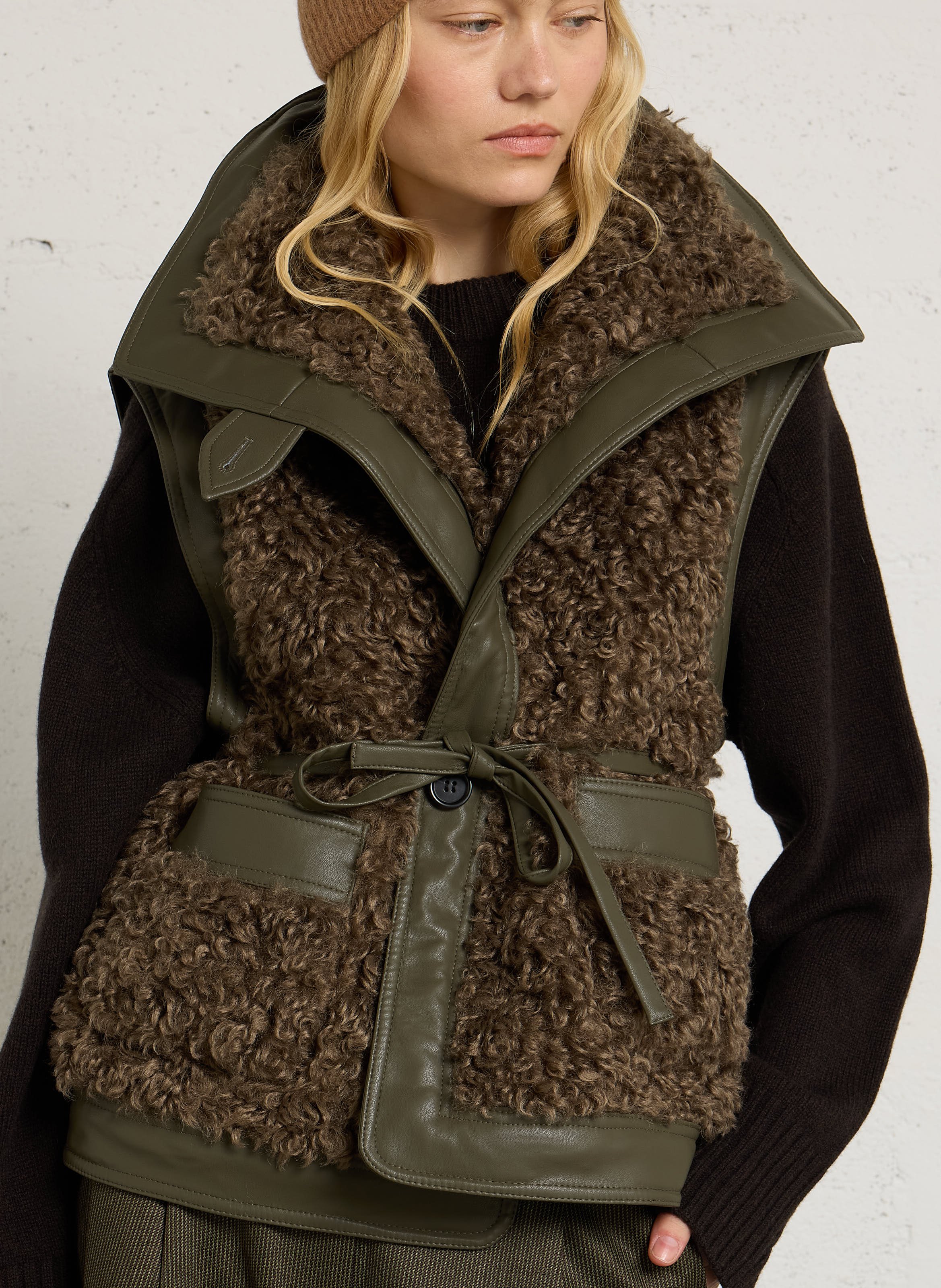 Veste sans manches droite réversible LEON & HARPER Kaki