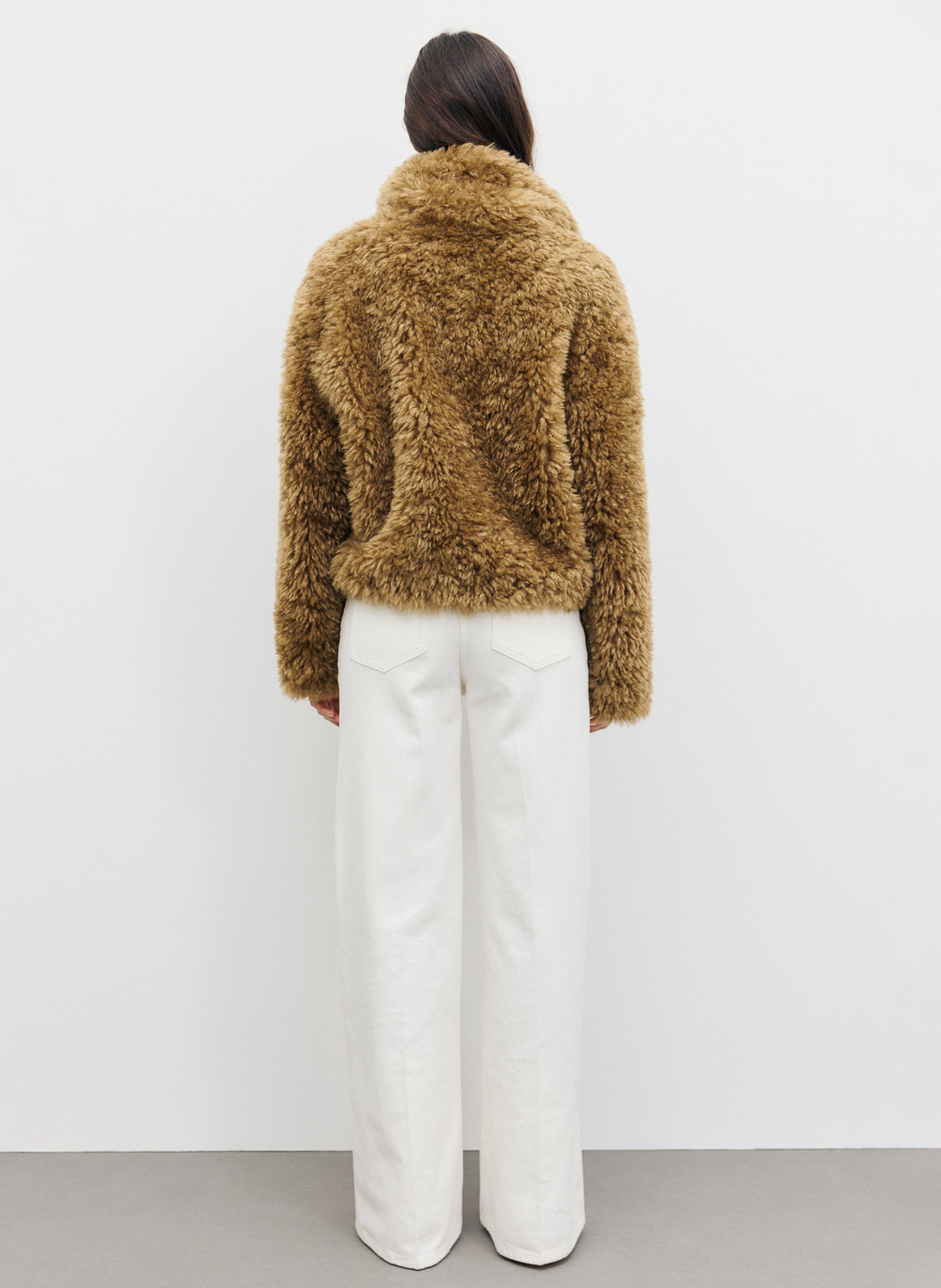 Straight faux fur coat GERARD DAREL Beige