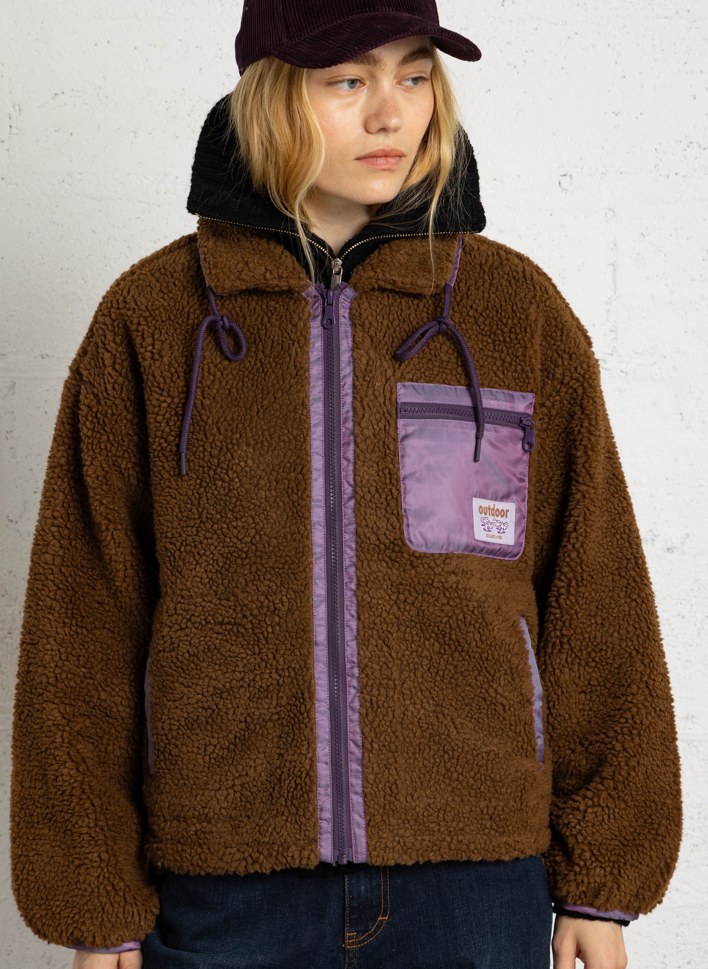 Veste ample en sherpa DES PETITS HAUTS Marron