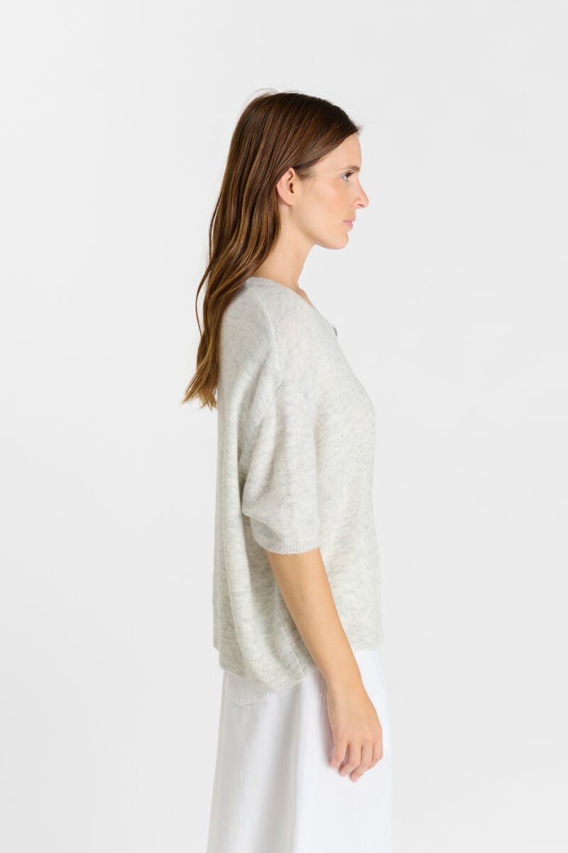 Round neck buttoned cardigan LE TEMPS DES CERISES Grey