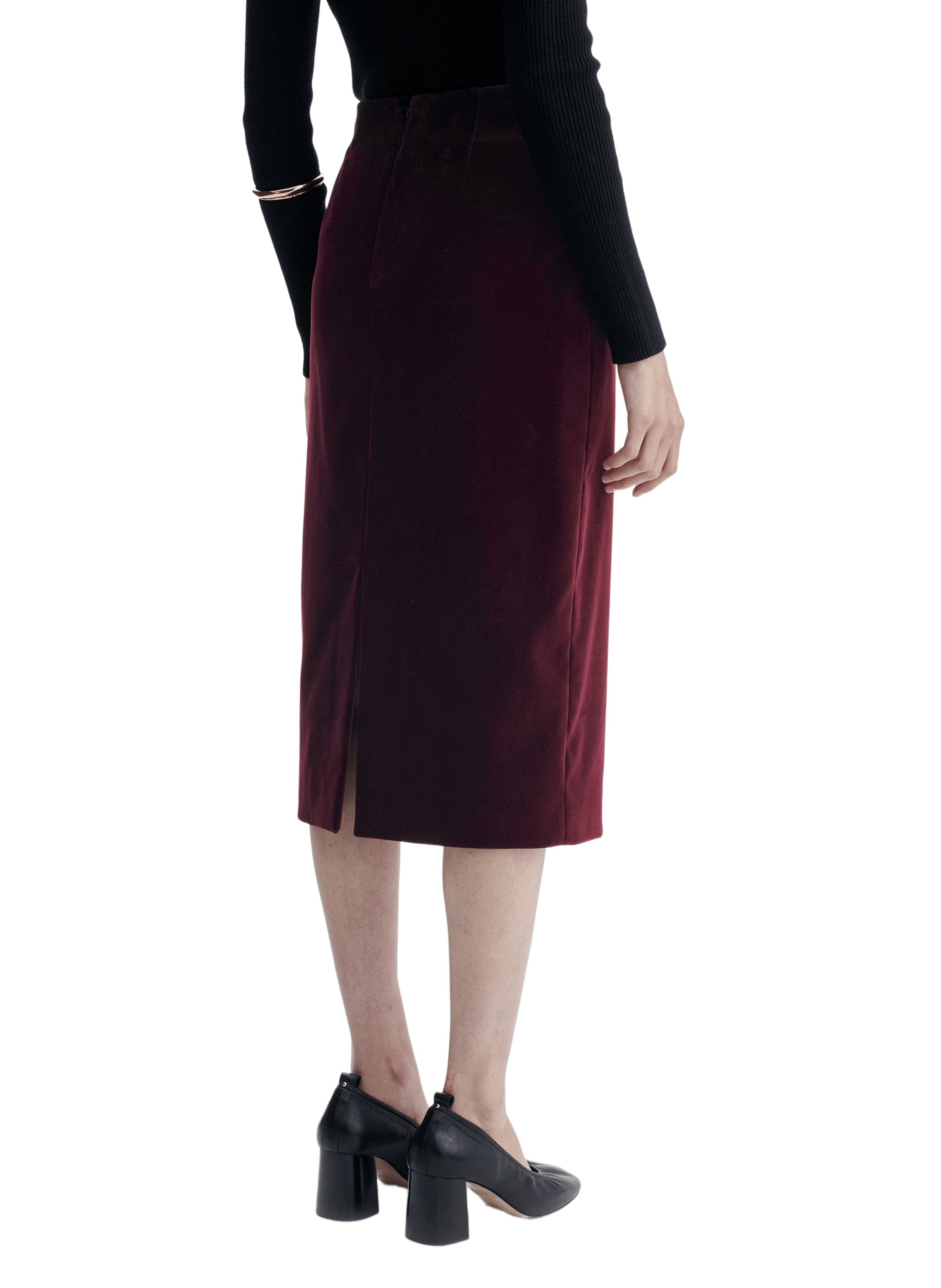 Plain velvet midi pencil skirt VANESSA BRUNO Brown