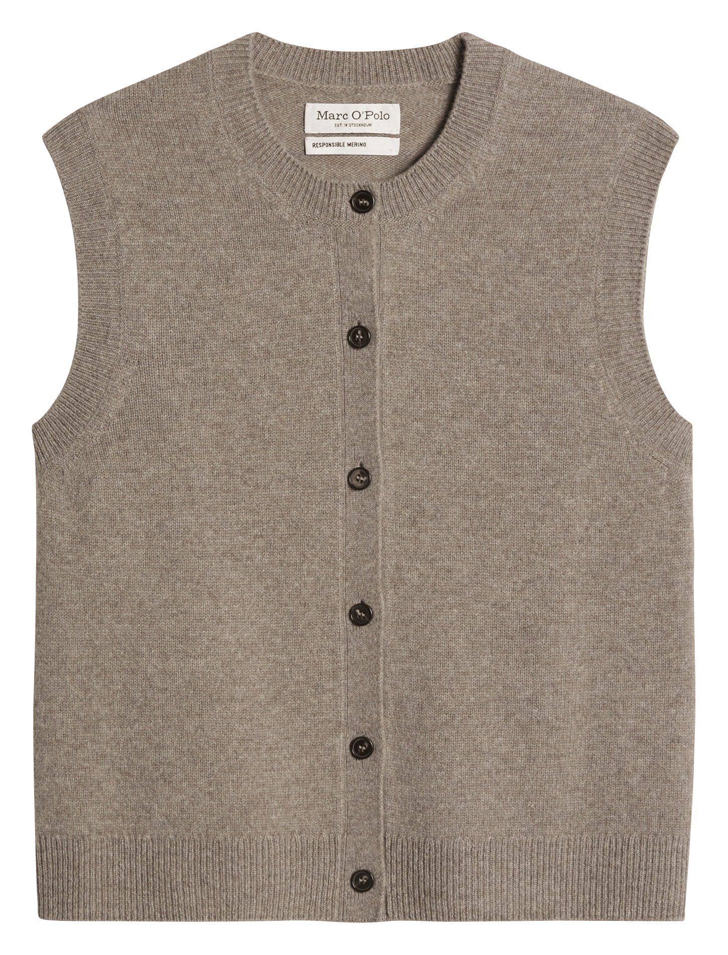 Sleeveless straight wool sweater MARC O'POLO Beige