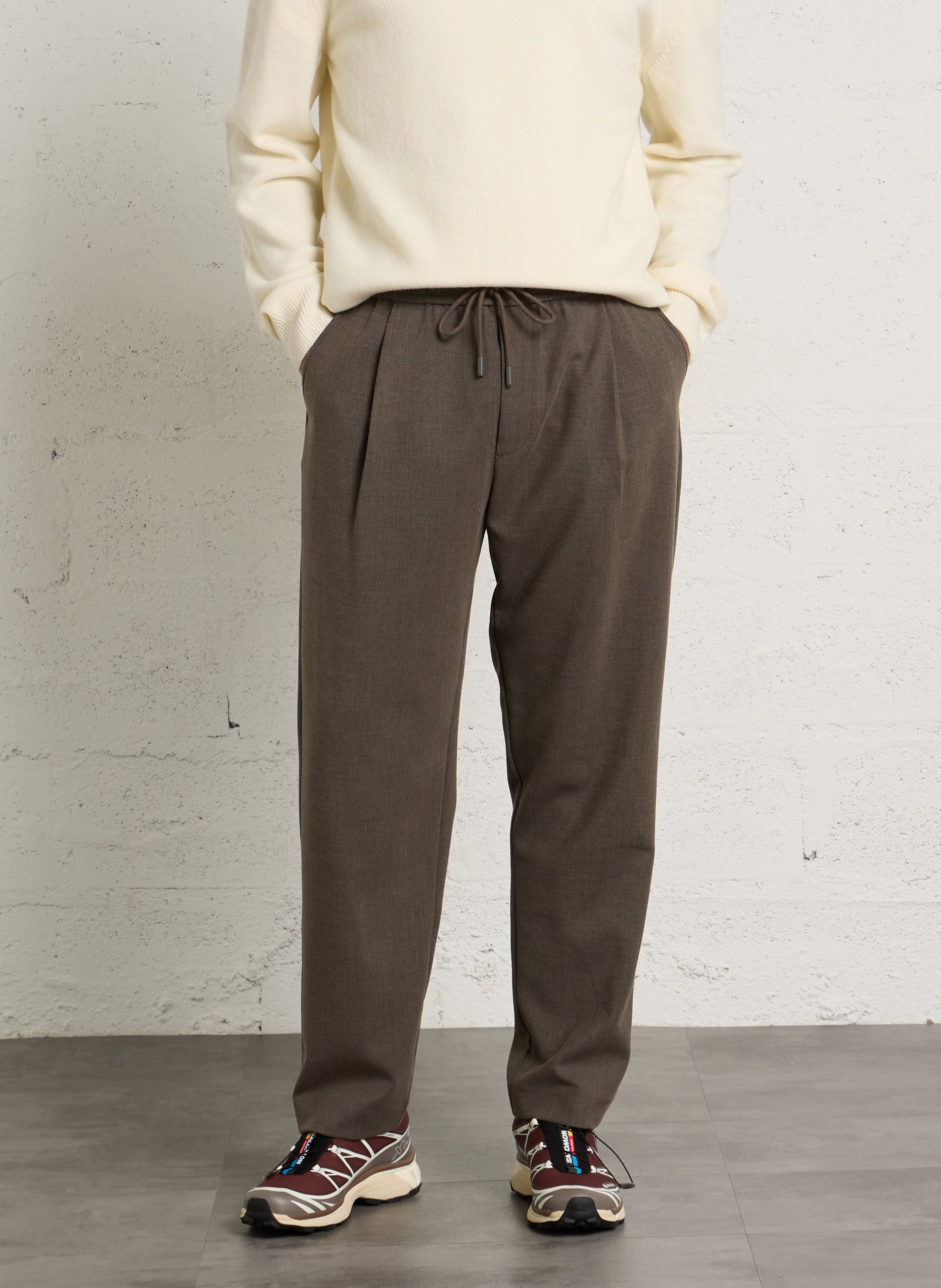 Straight-leg pleated pants IKKS Brown