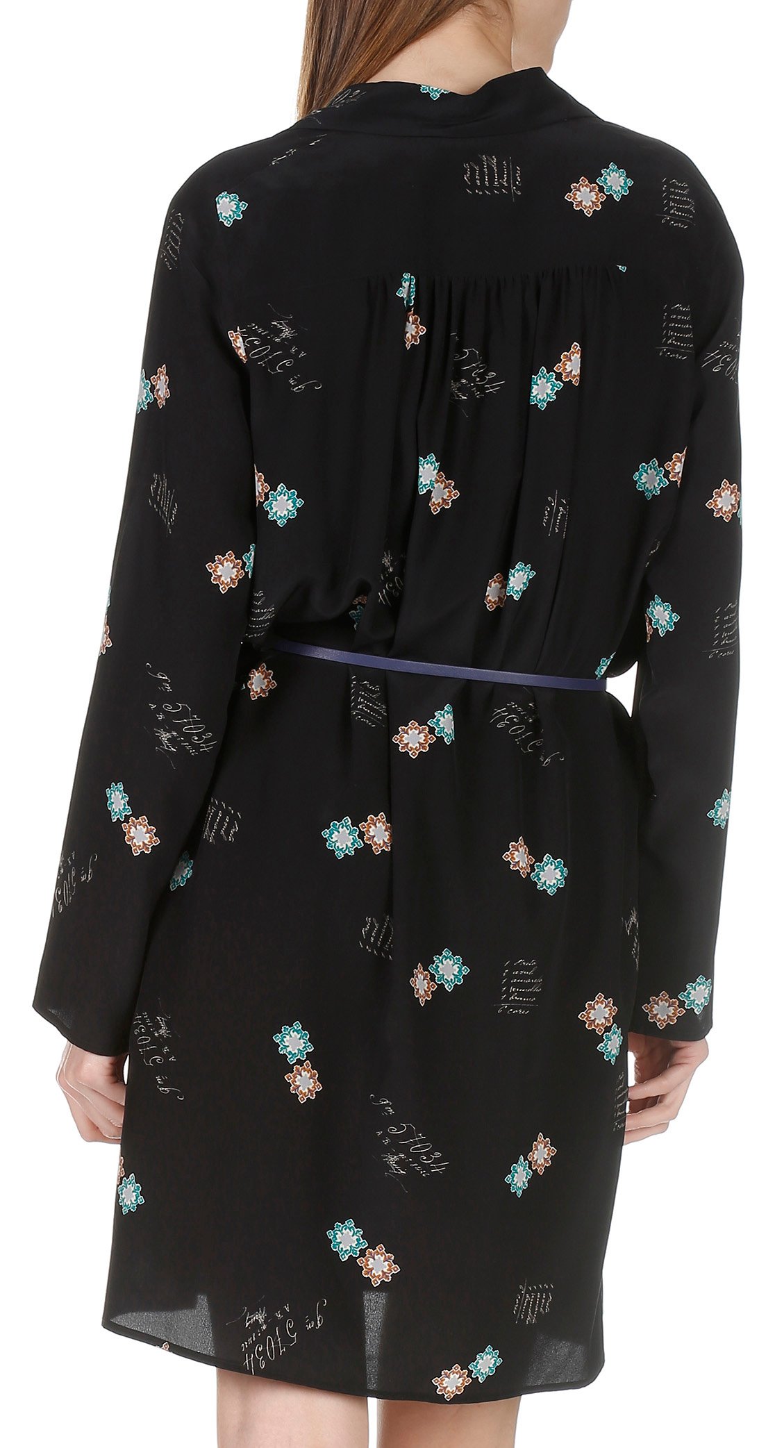 Printed silk shirt dress  ATTIC AND BARN Black