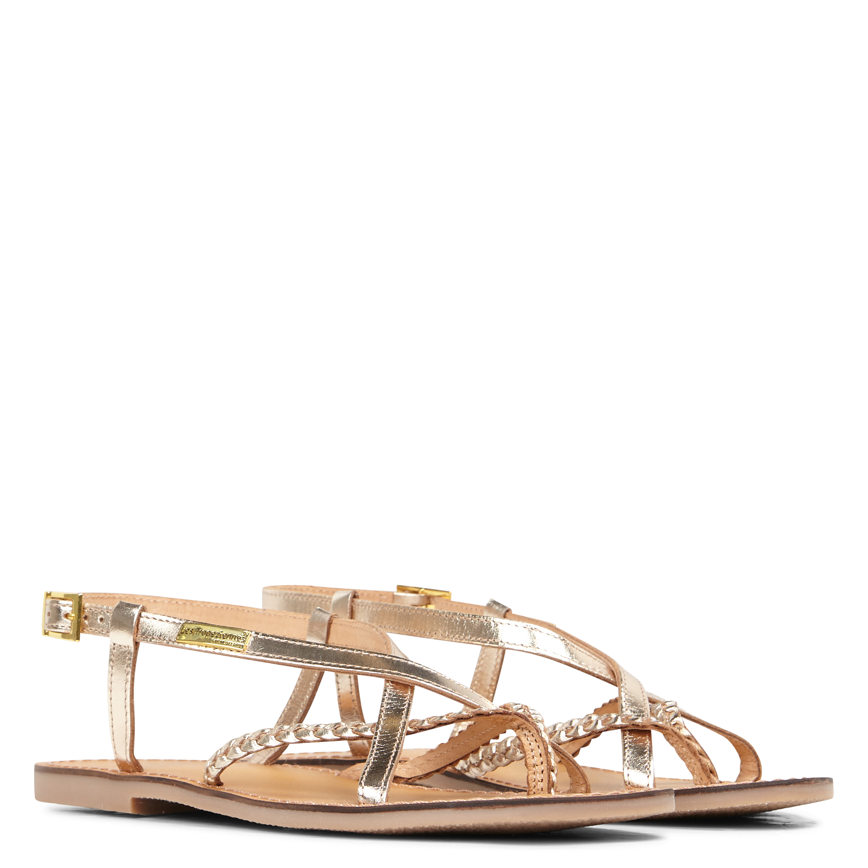 Flache Sandalen aus Metallic-Leder LES TROPEZIENNES PAR M.BELARBI Golden