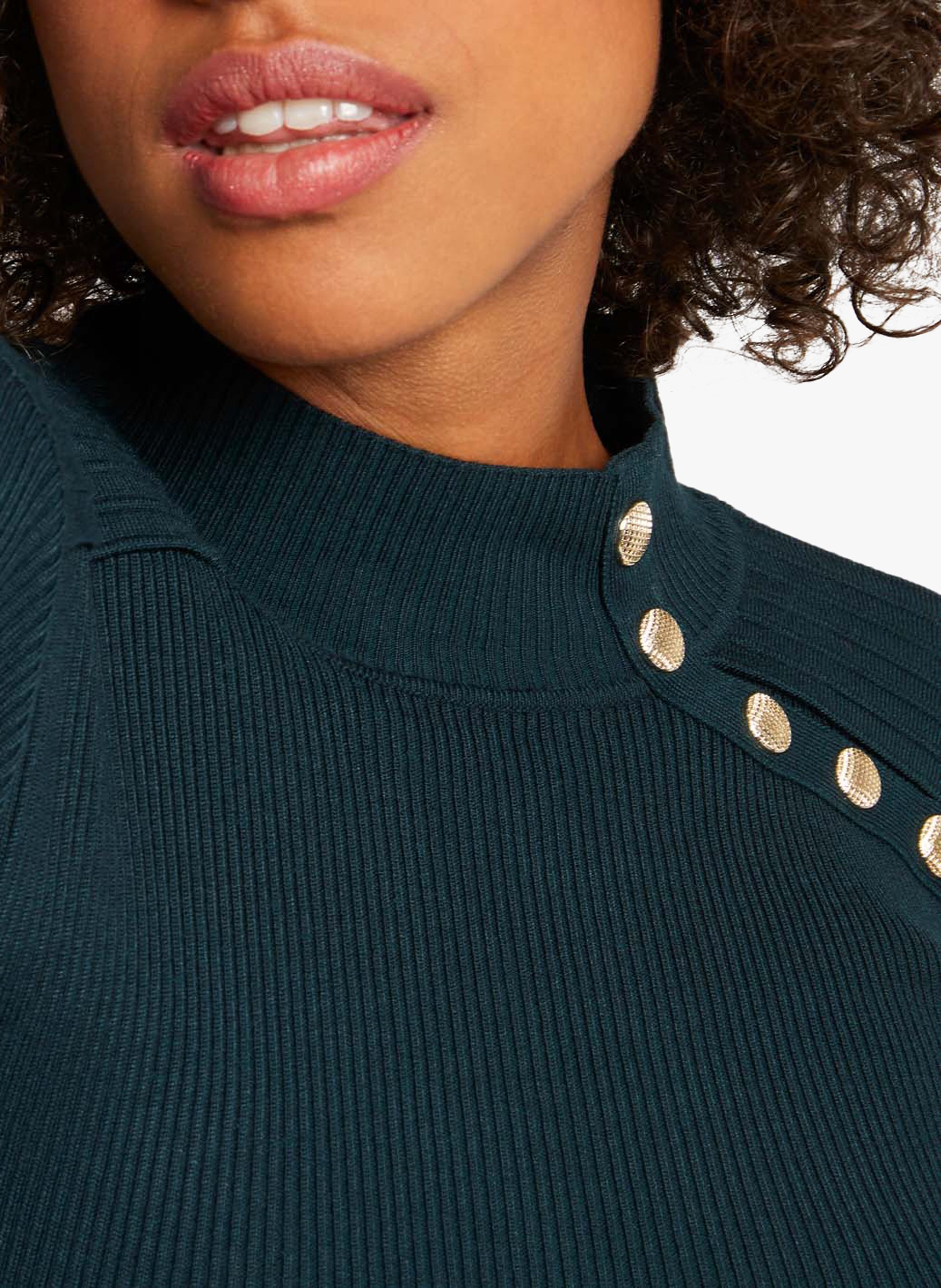 Trui met opstaande kraag en knopen MORGAN Groen