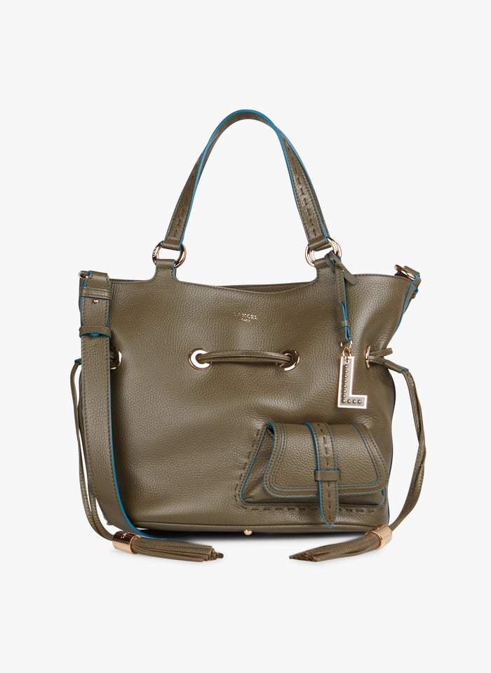 Sac seau en cuir grain Vert