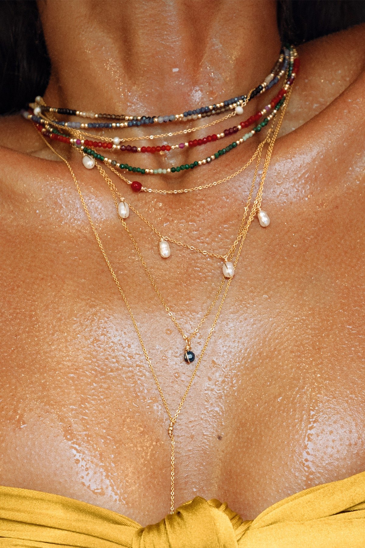 Double necklace-bracelet - azure YAY Blue