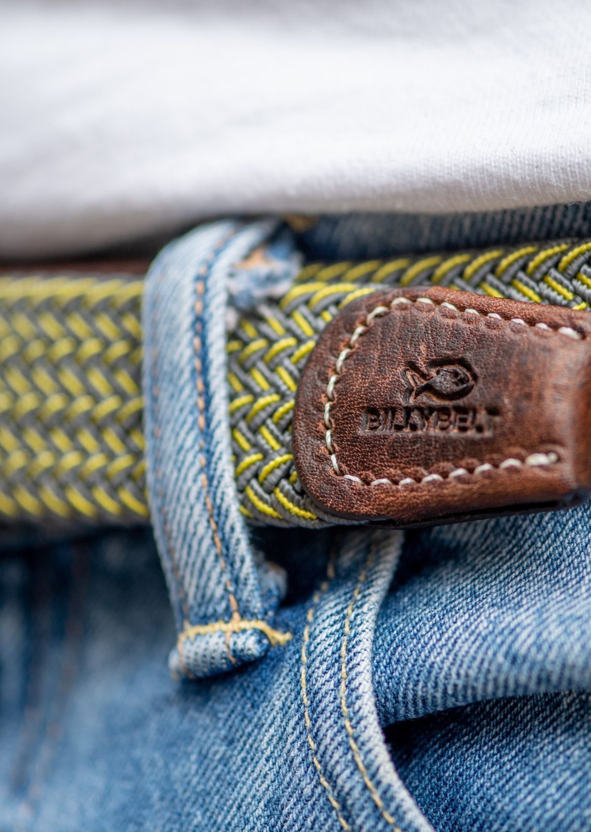 Multicolored braided elastic belt BILLYBELT Yellow