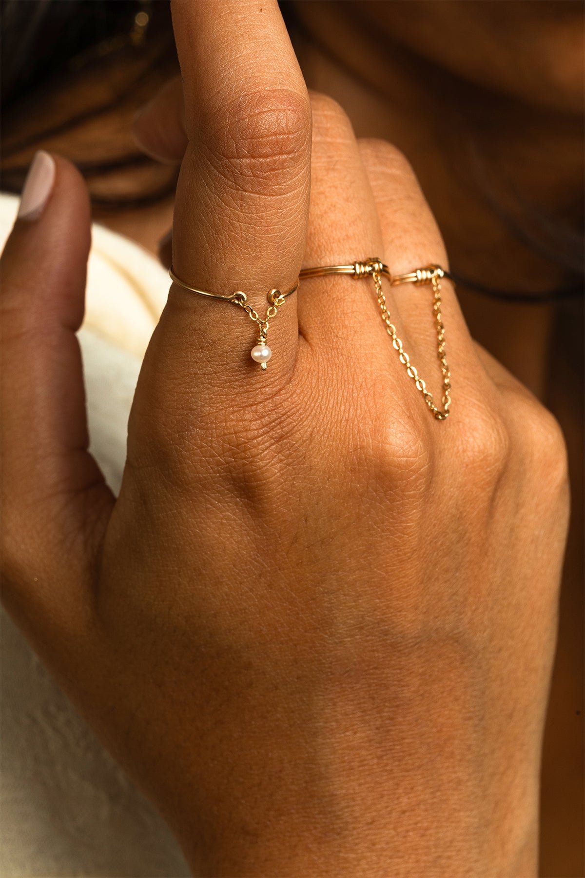 Astrea ring - gold cultured pearl YAY White