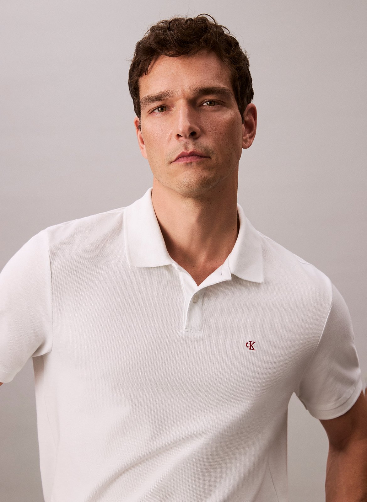 Polo manches courtes regular en coton CALVIN KLEIN Blanc