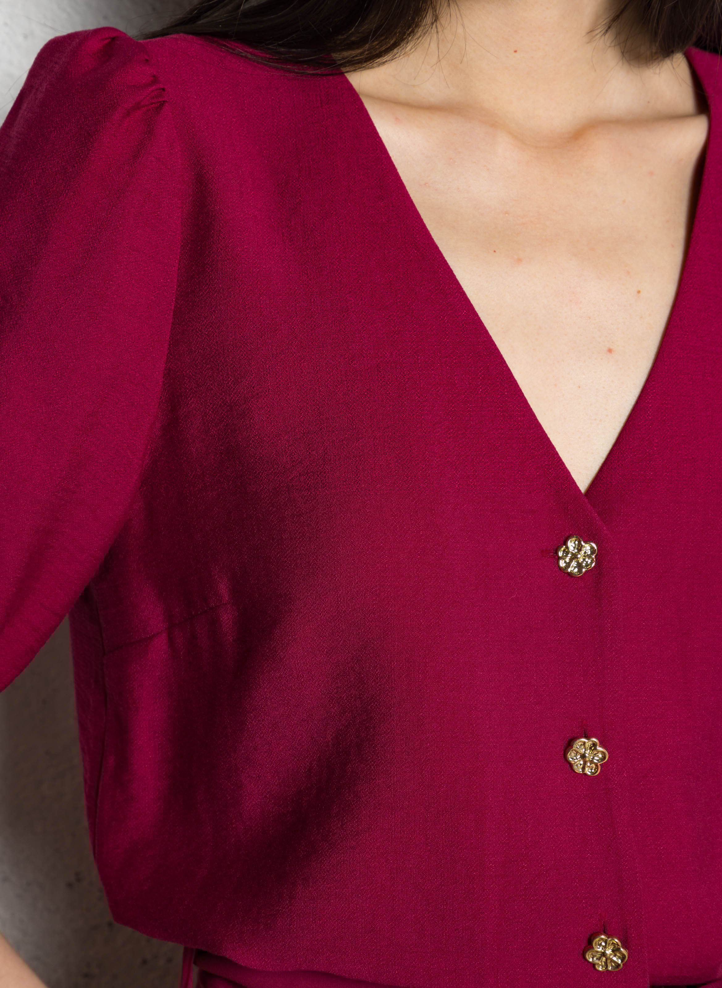 Straight V-neck top I CODE Pink