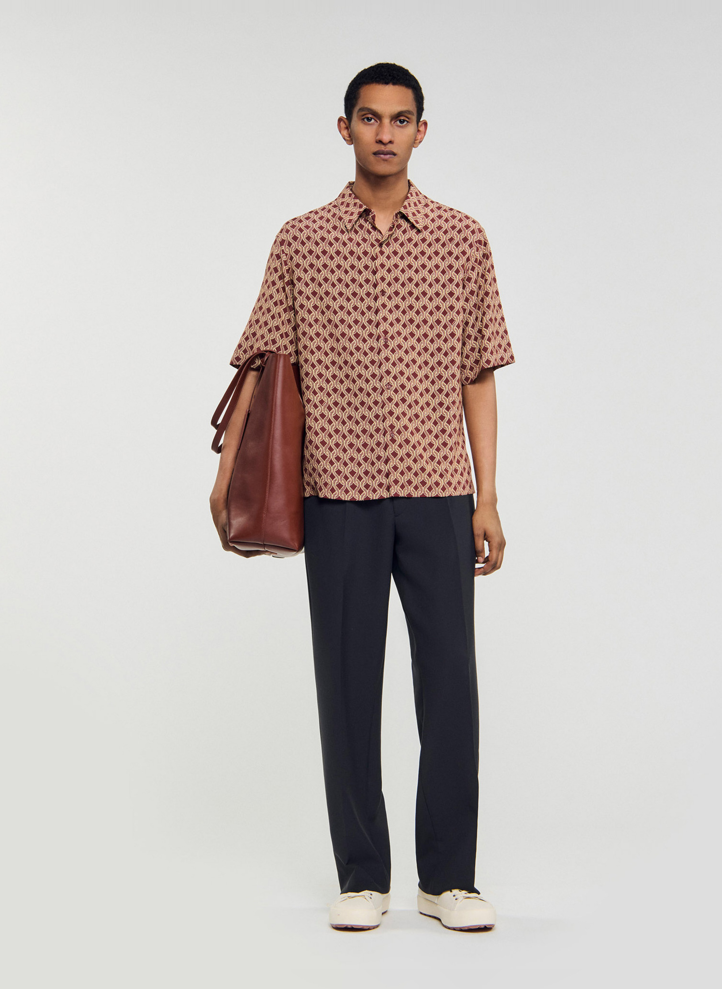 Blouse met klassieke kraag en print SANDRO Bruin