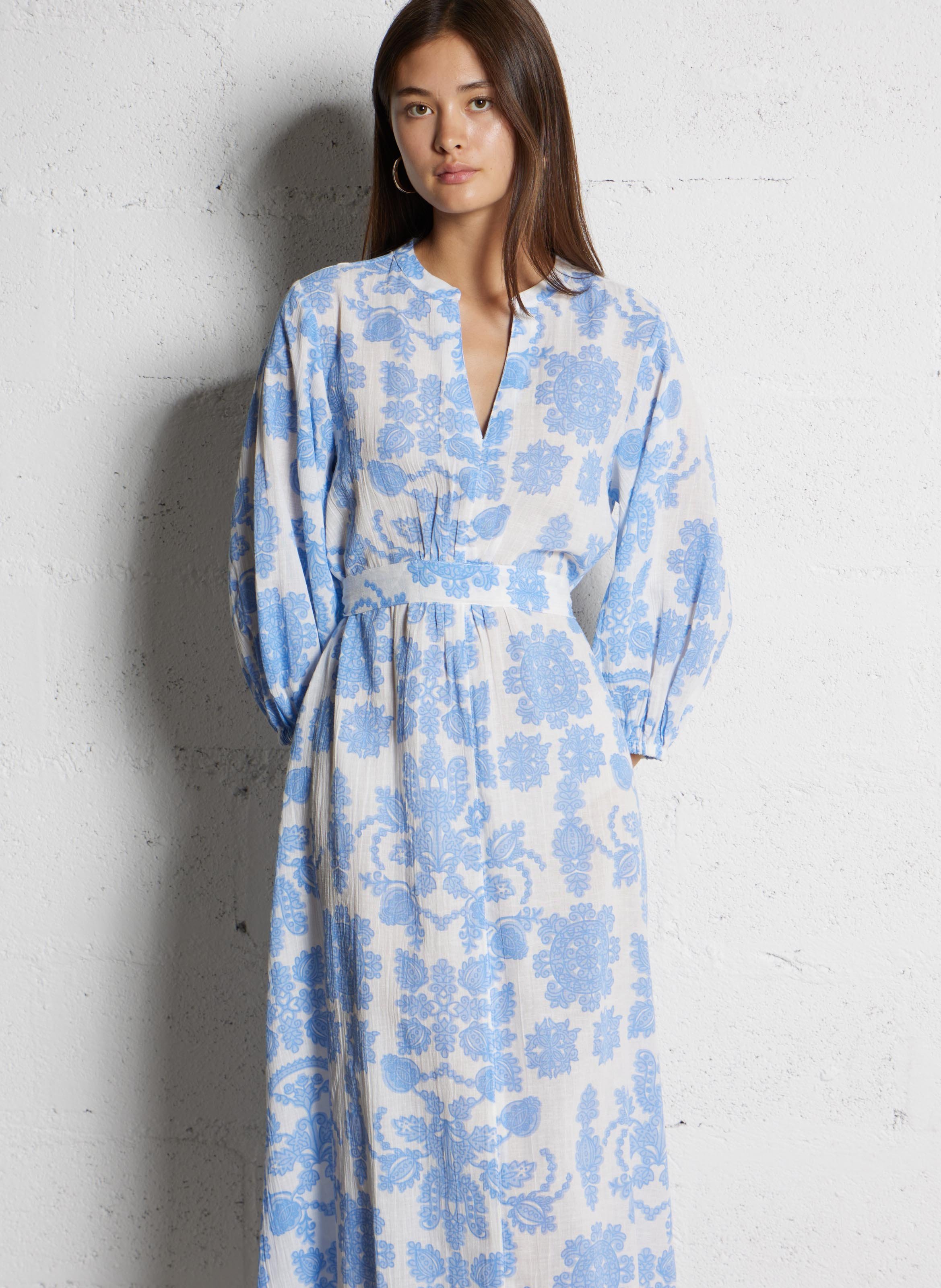 Long cotton-blend dress MAISON 123 Blue