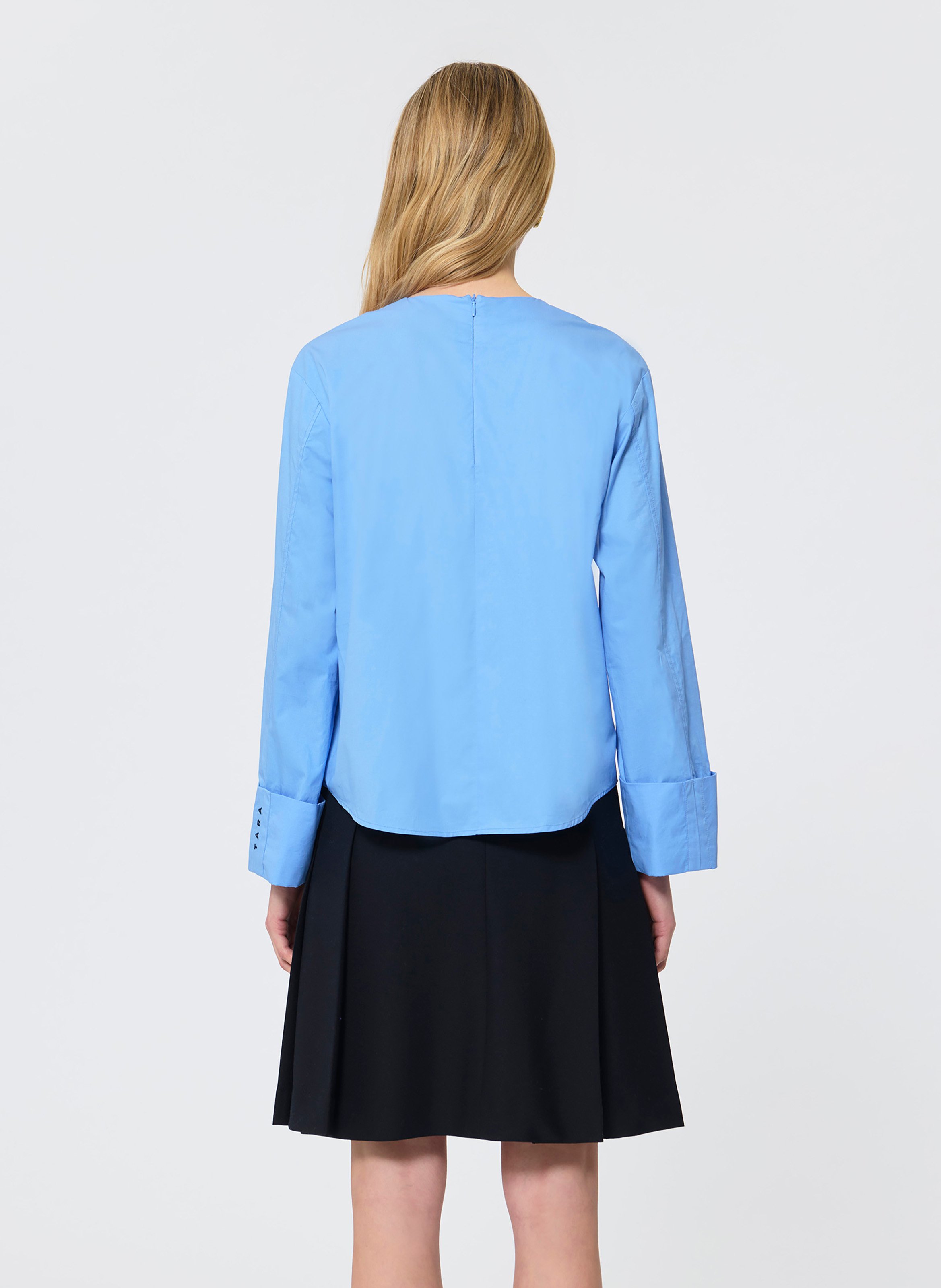 Top col rond en coton TARA JARMON Bleu