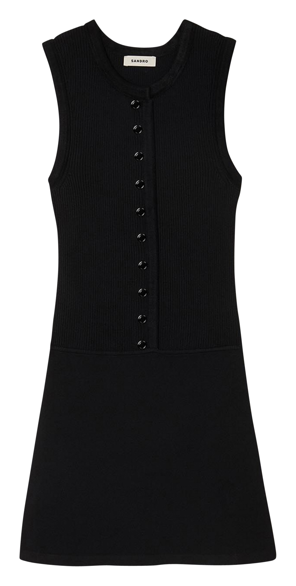 Korte aansluitende jurk met ronde hals SANDRO Zwart