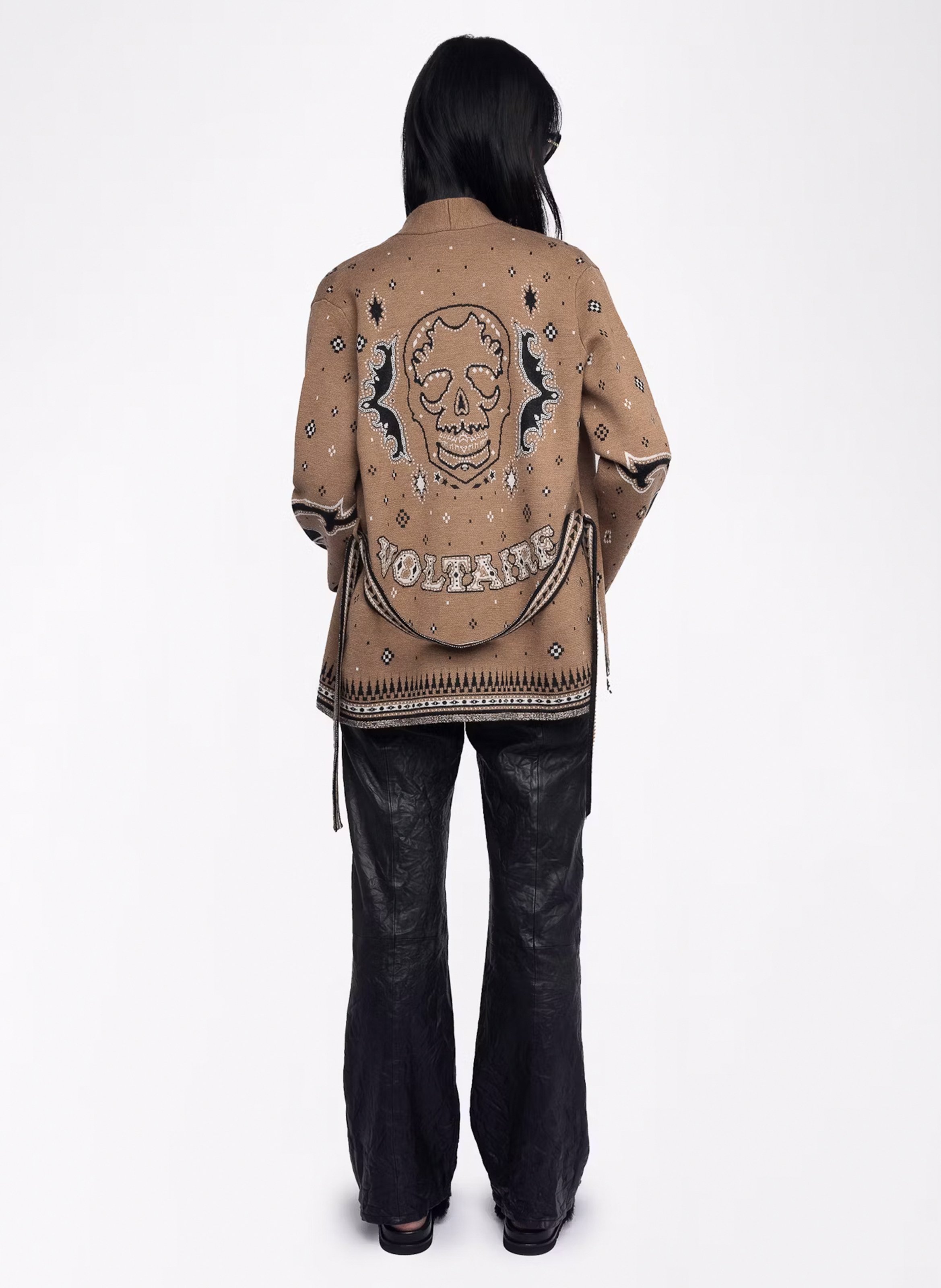 Cardigan droit en laine imprimé ZADIG&VOLTAIRE Marron