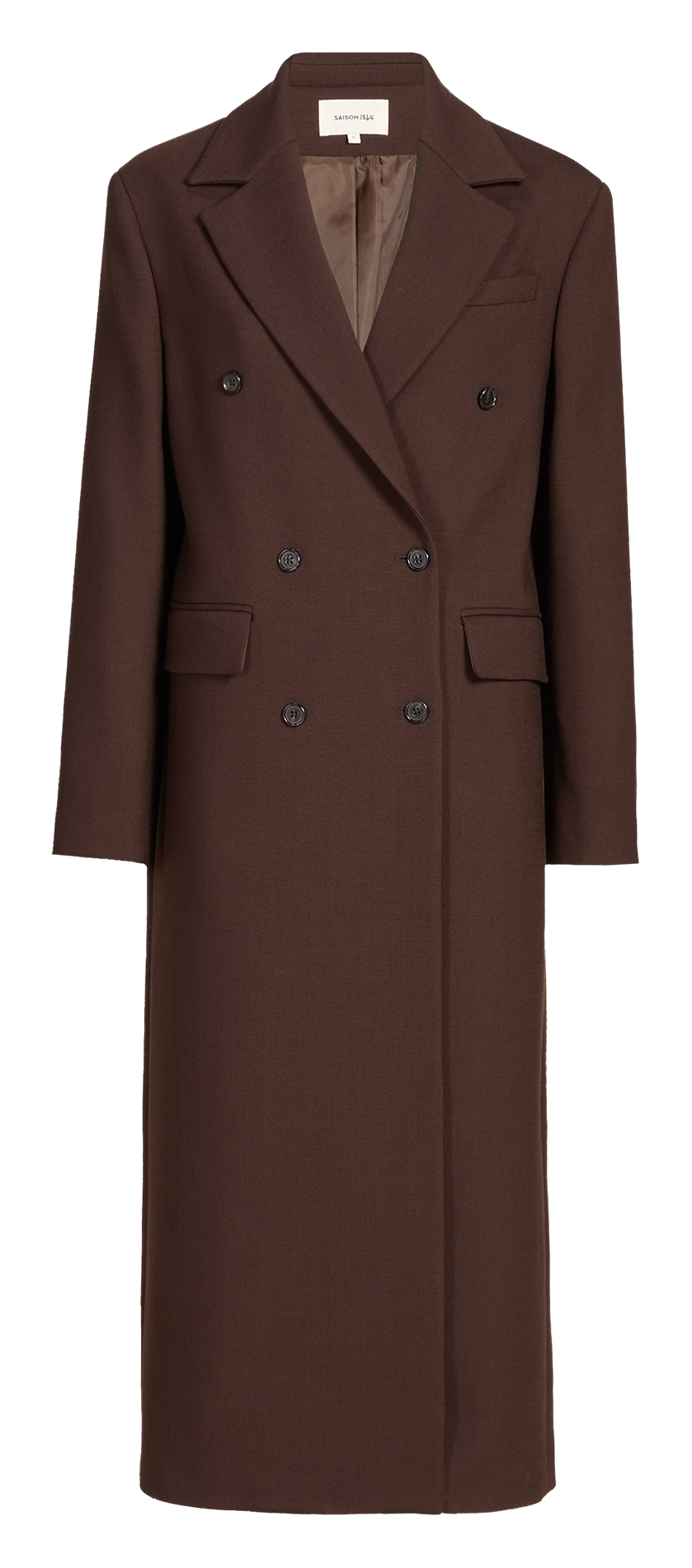 Langer, übergroßer strukturierter Mantel uni SAISON 1865 Braun