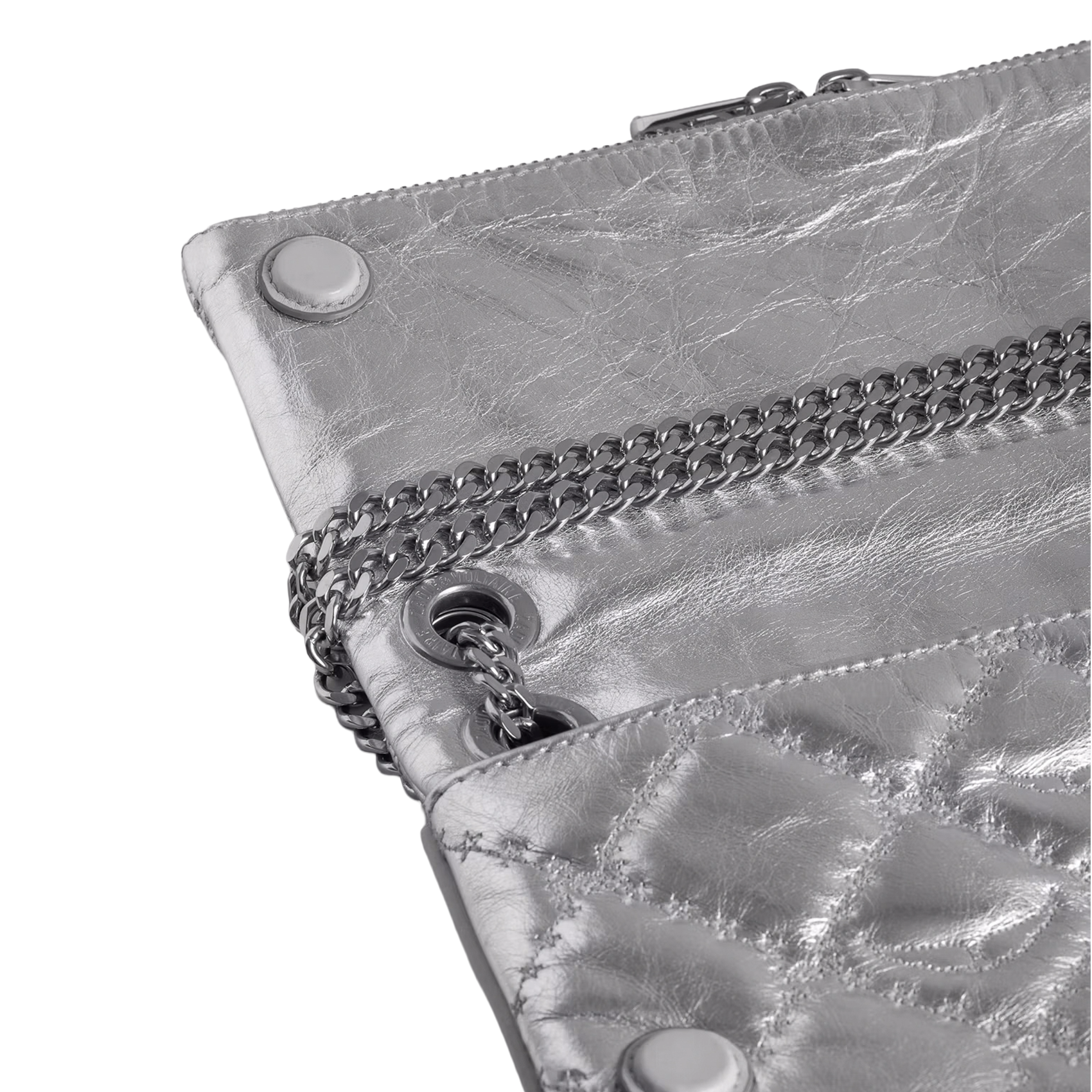 Gewatteerde clutch met metallic leren flap ZADIG&VOLTAIRE Grijs