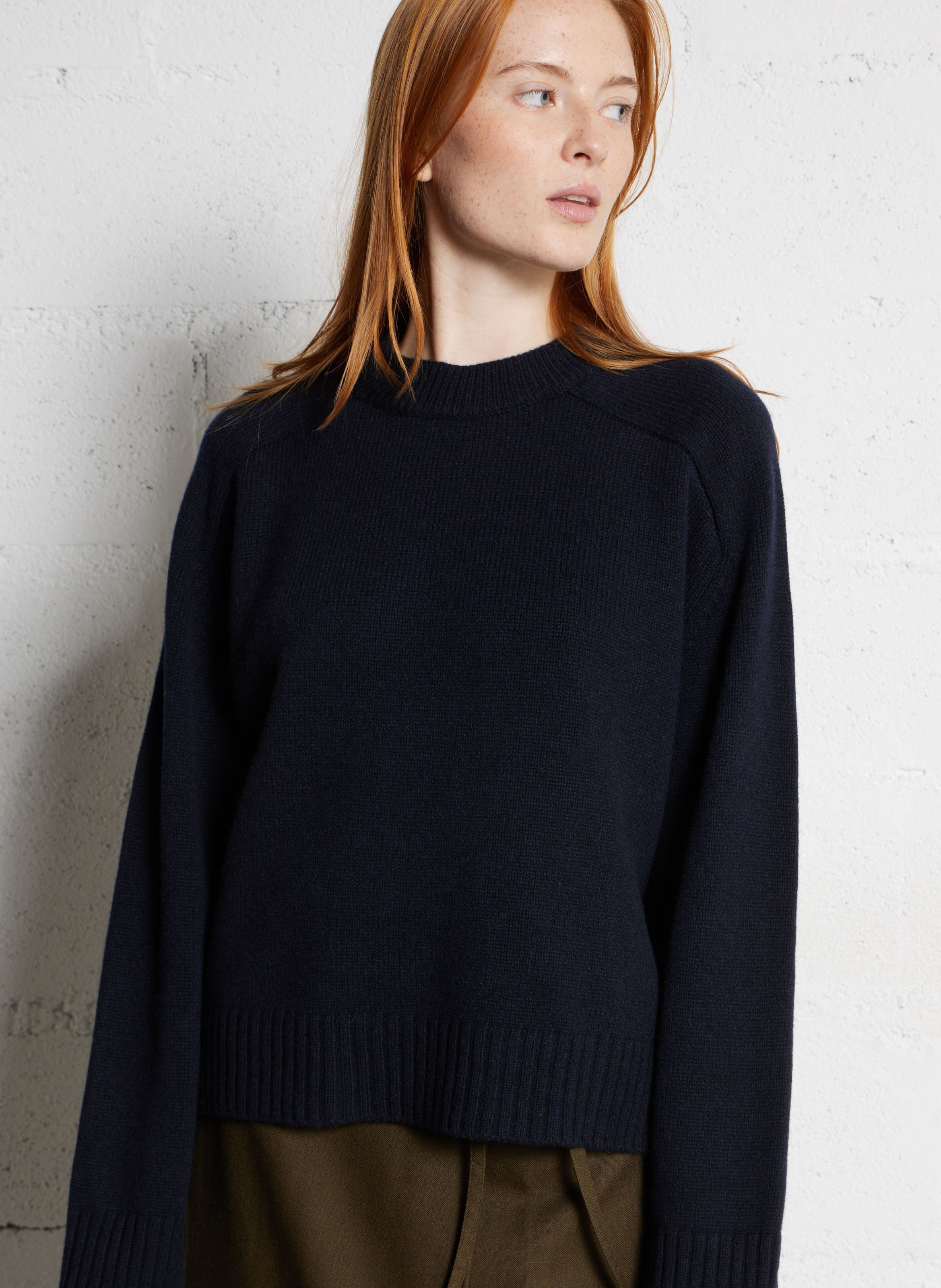 Pull col rond en laine  SOEUR Bleu