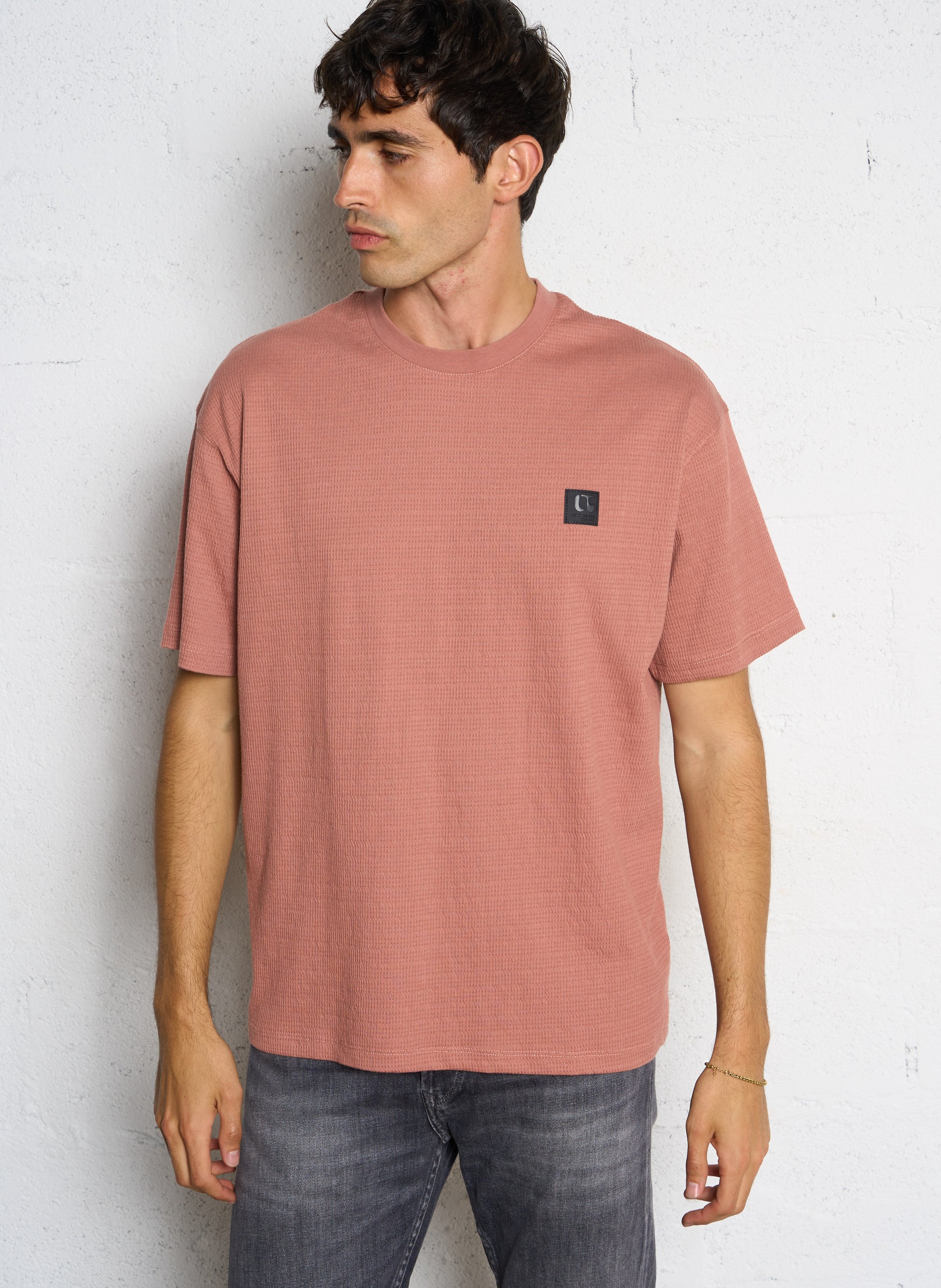 T-shirt scollo tondo lavorato LE TEMPS DES CERISES Rosso