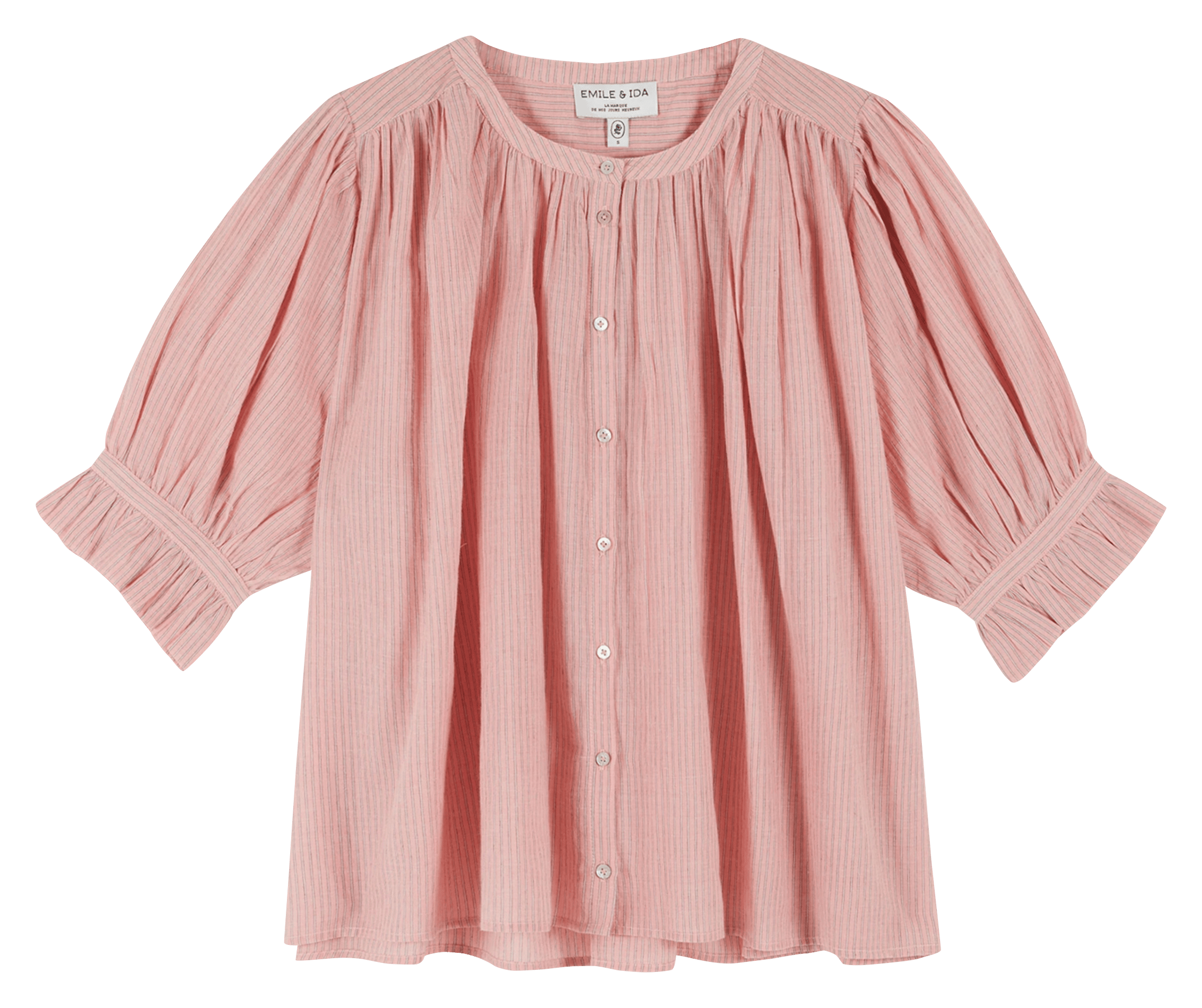 Katoenen blouse met ronde hals EMILE ET IDA Roze