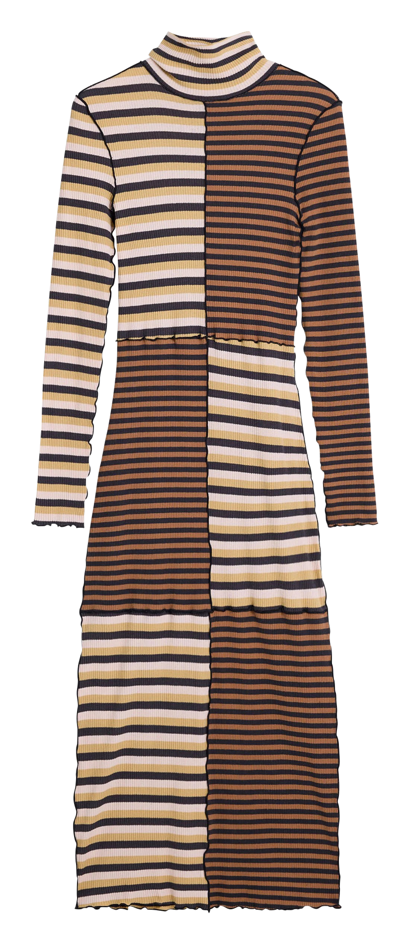 Robe midi col montant en coton mélangé DESIGUAL Marron