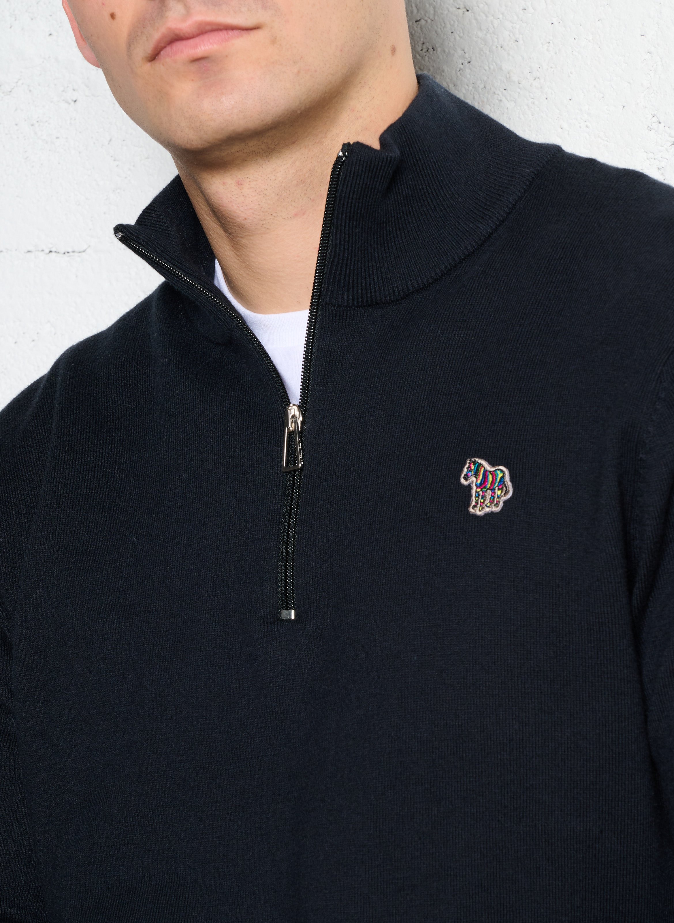 Cotton-blend high-neck zipped sweater PAUL SMITH Black