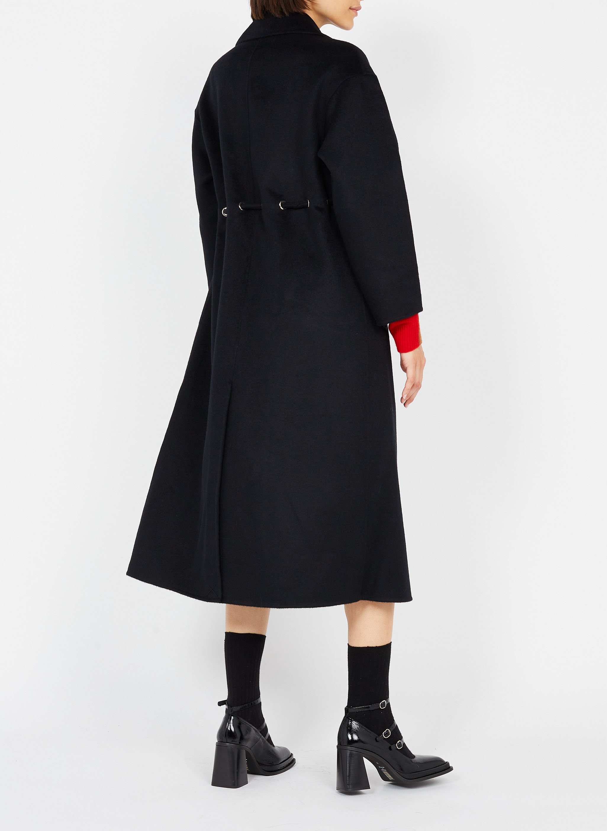 Manteau long col classique en laine mélangée BA&SH Noir