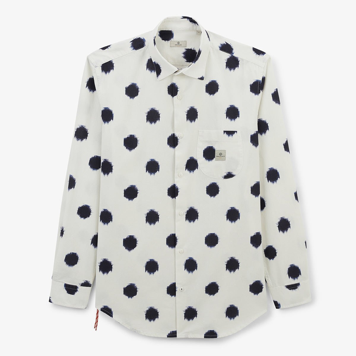 <p>Long-sleeve cotton shirt with large polka dot print</p> SERGE BLANCO White