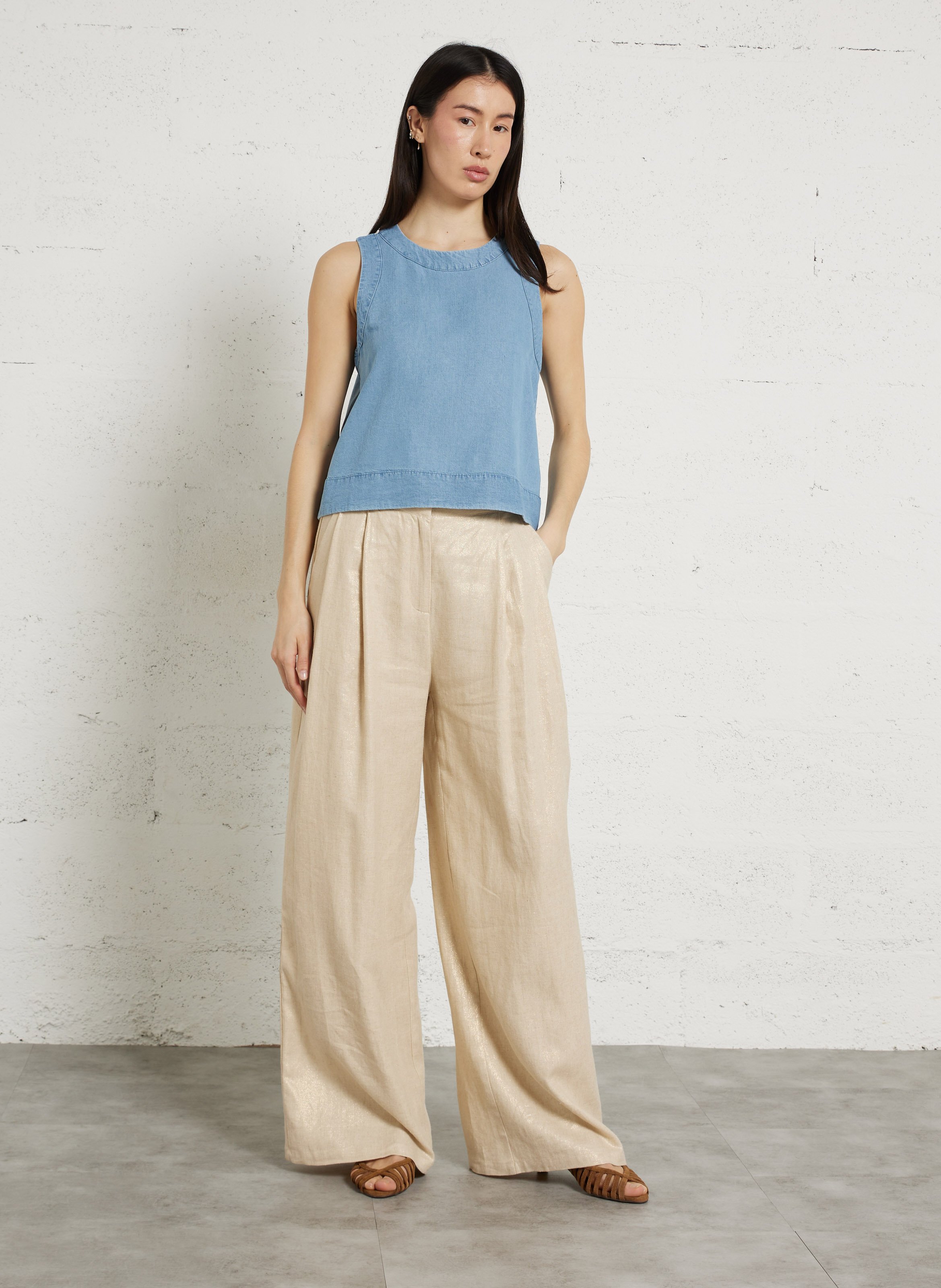 Weit geschnittenes Rundhals-Top LA PETITE ETOILE Stone-bleached Jeans