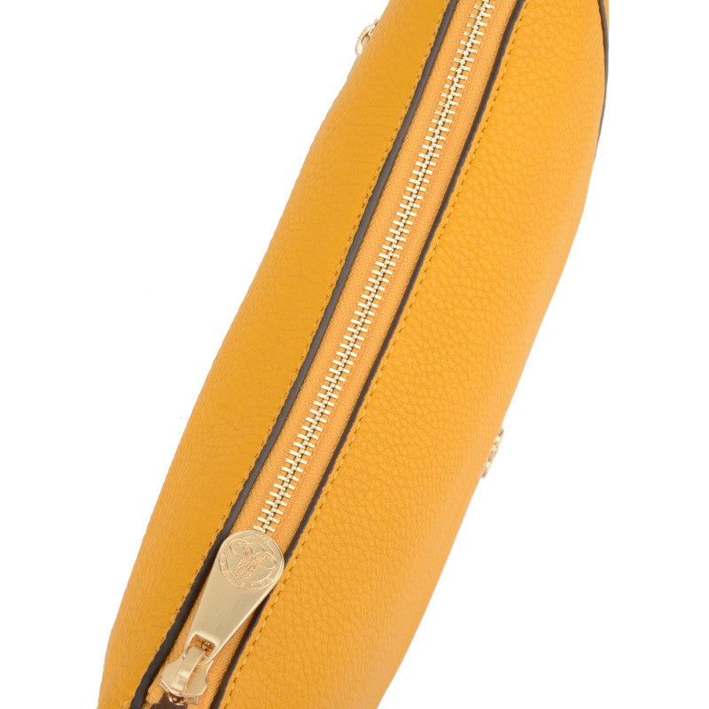 Crossbody bag in cowhide leather POURCHET Orange