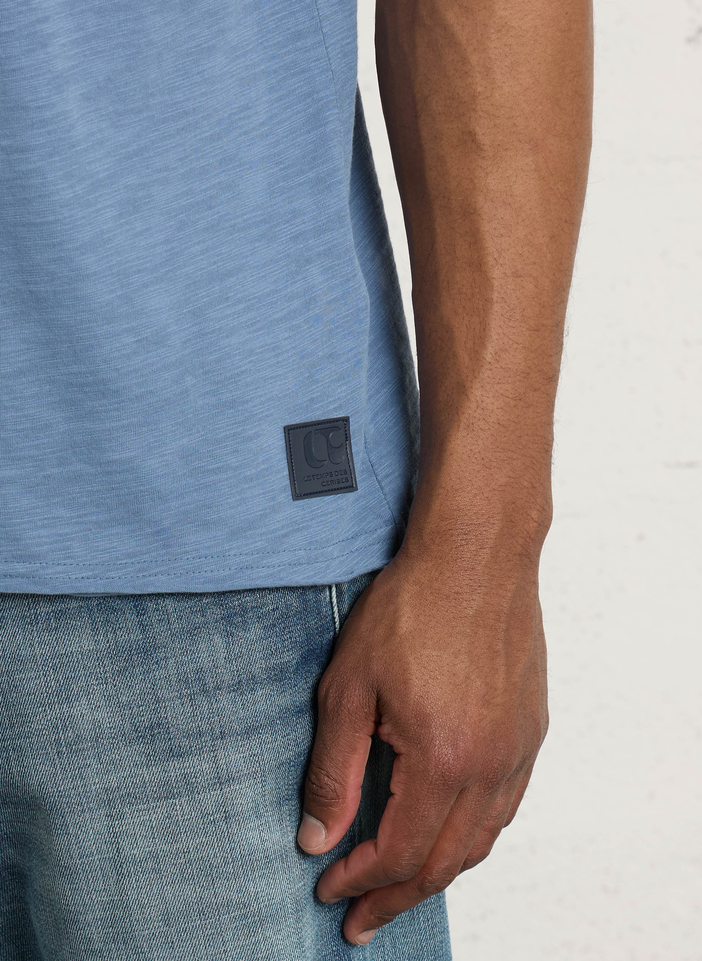 Tee-shirt droit col rond boutonné en coton LE TEMPS DES CERISES Blanc