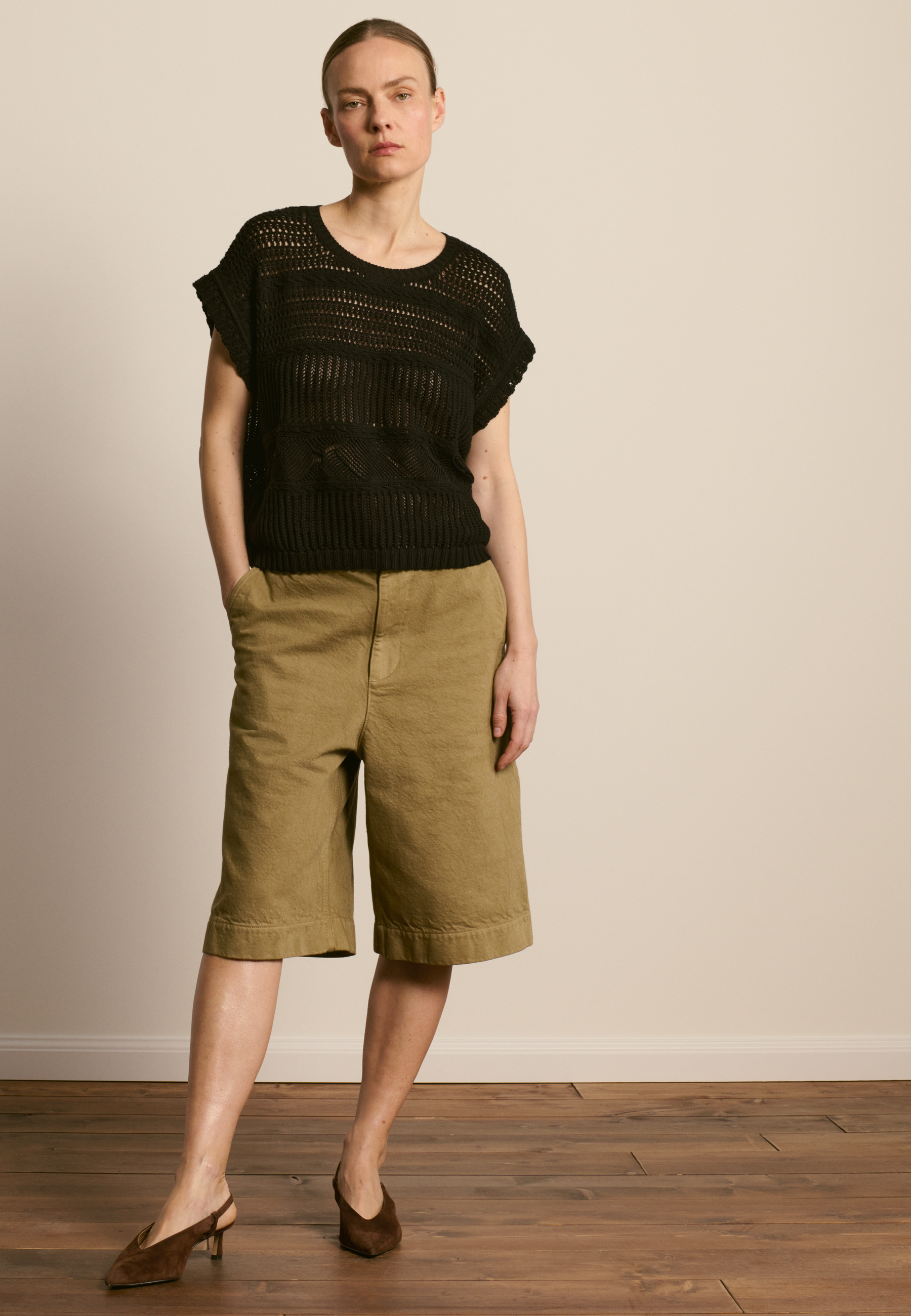 T-shirt en coton ajourée MAISON MONTAGUT Noir