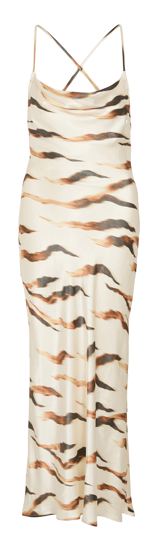Bedrucktes Maxikleid aus 100% Viskose ROUGE EDIT Beige