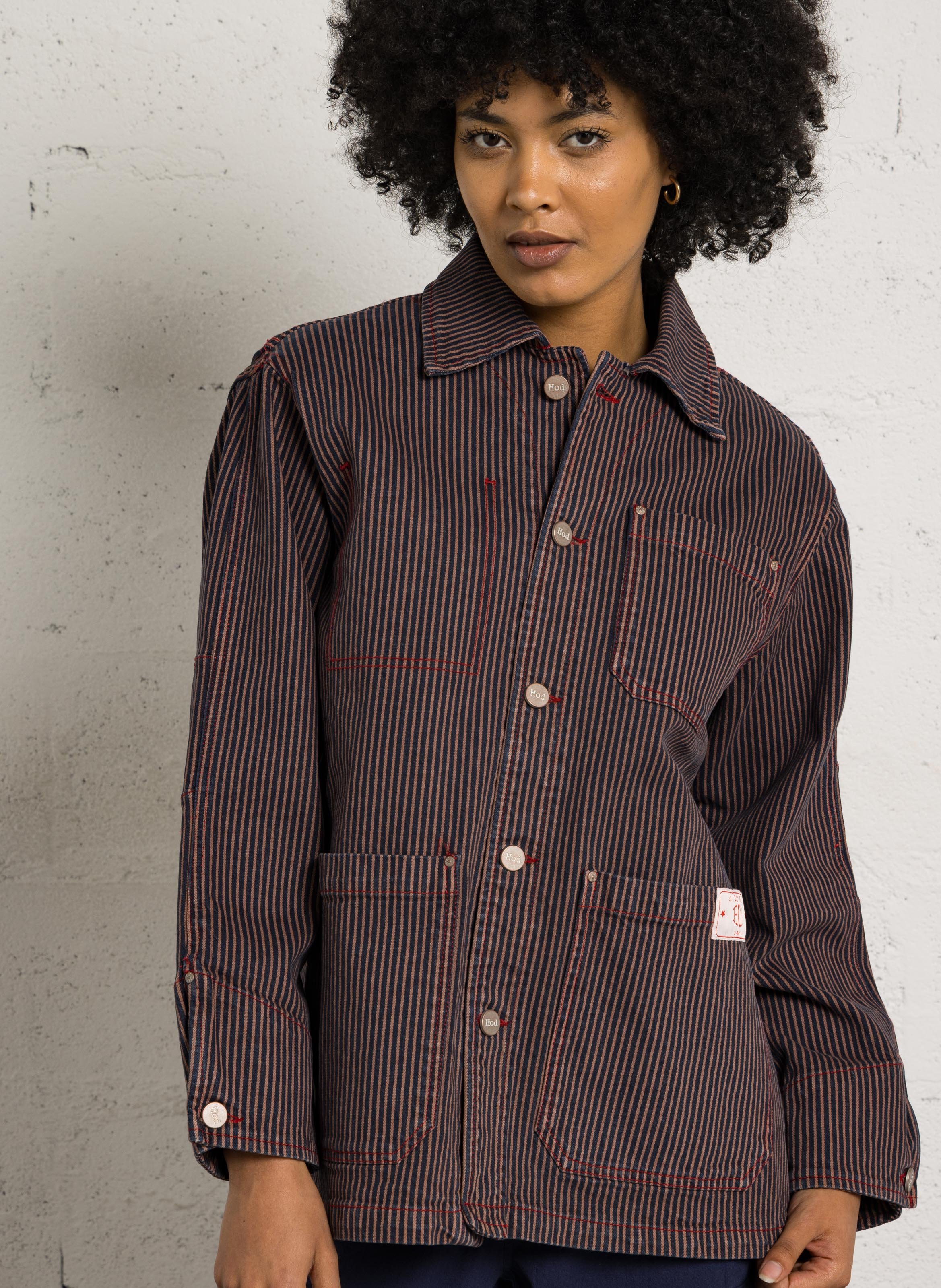 Veste à rayures en coton HOD PARIS Bleu