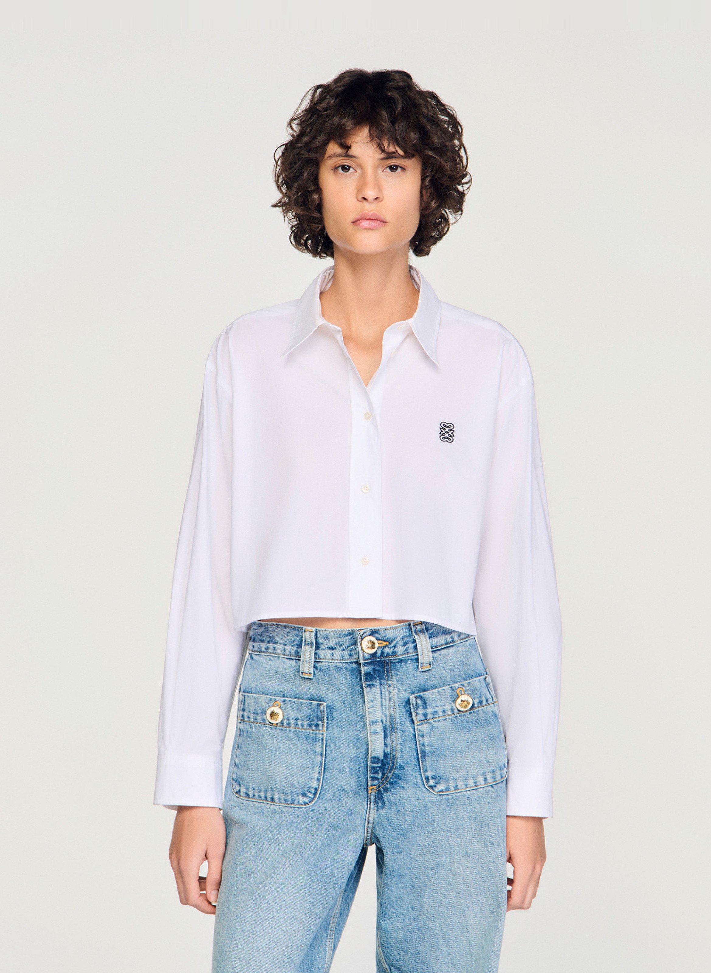 Short cotton poplin dress WhiteSANDRO