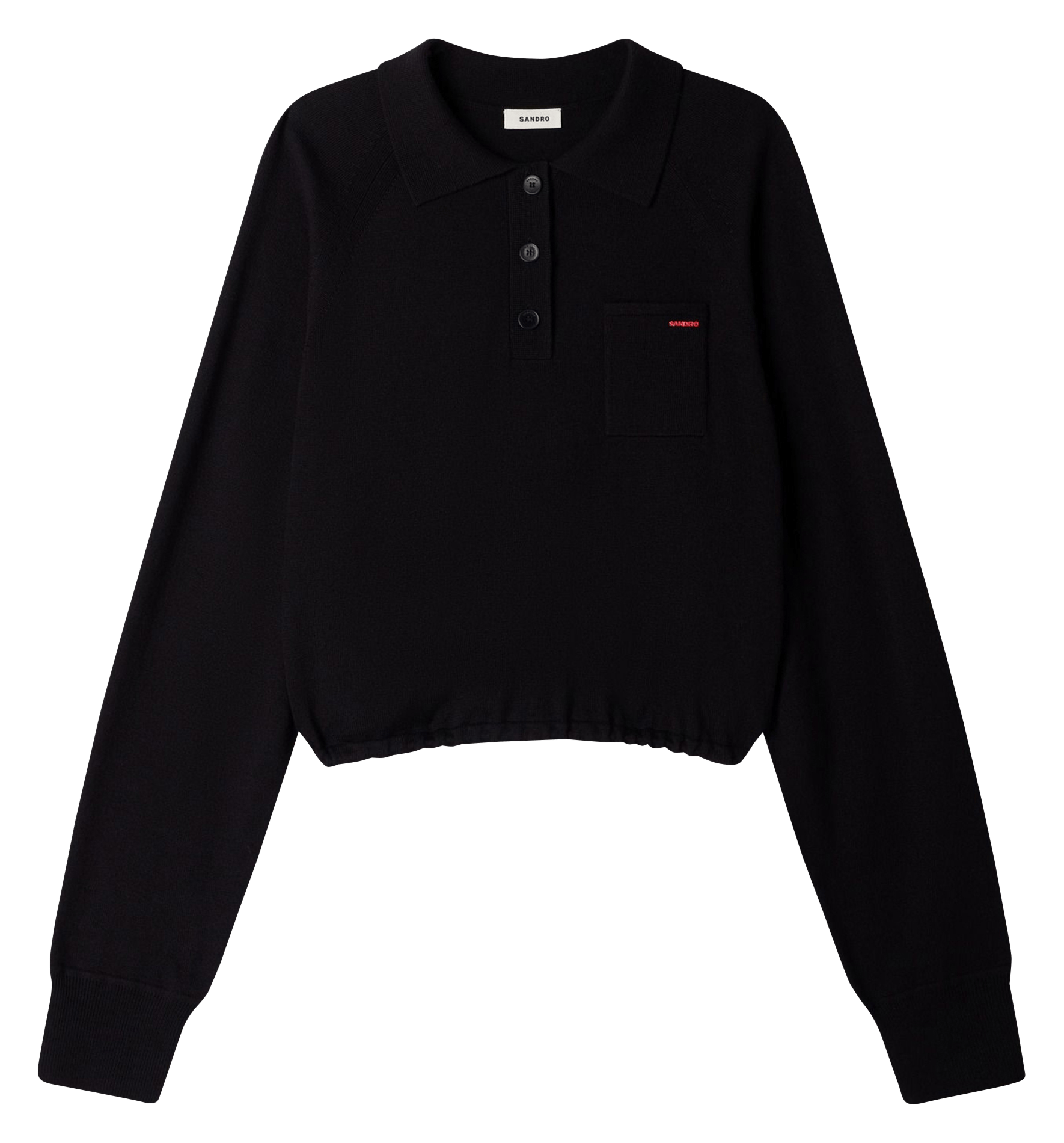 Pull oversize col classique en laine mélangée SANDRO Noir