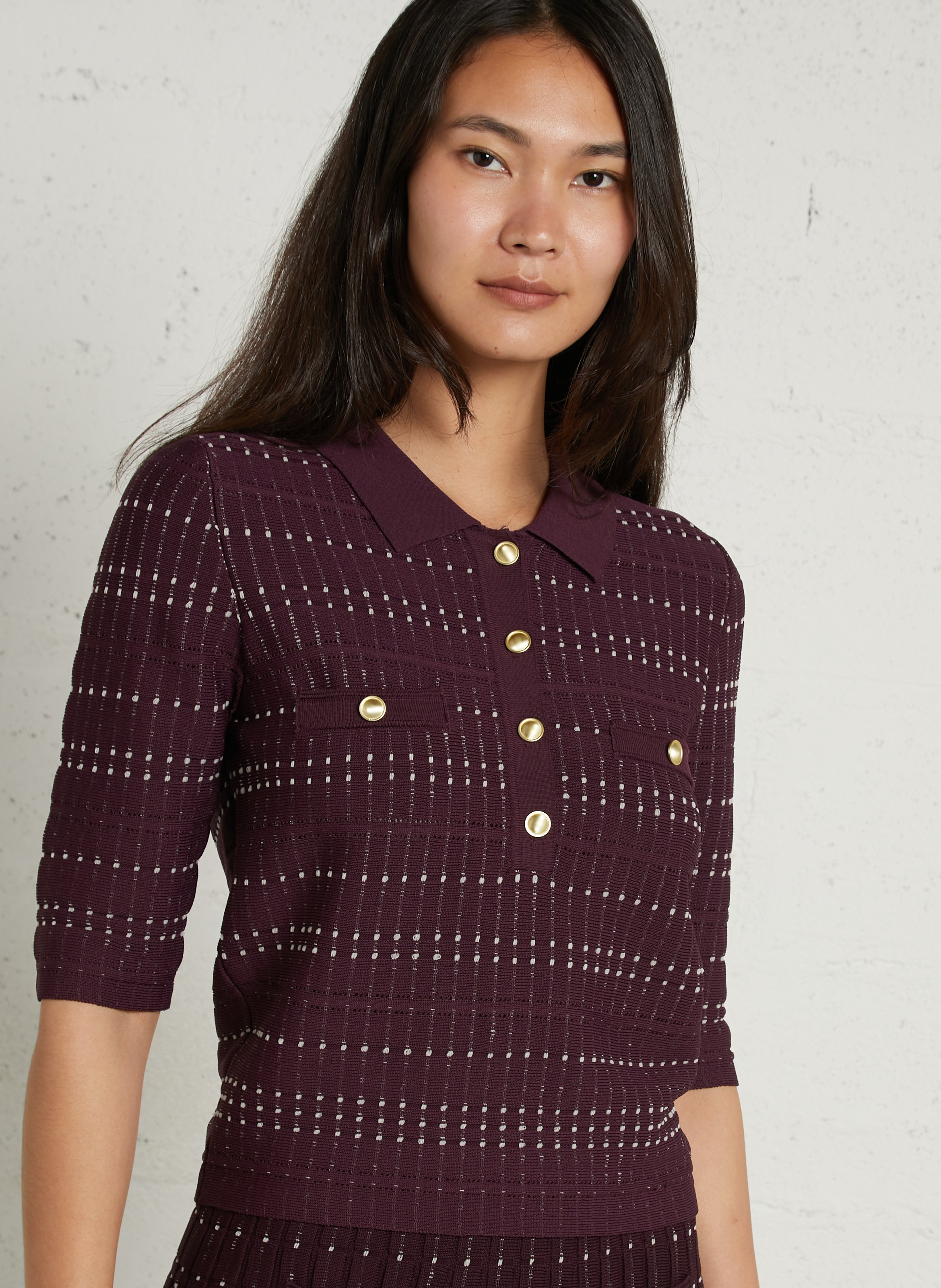 Buttoned sweater with classic collar SUNCOO Plums