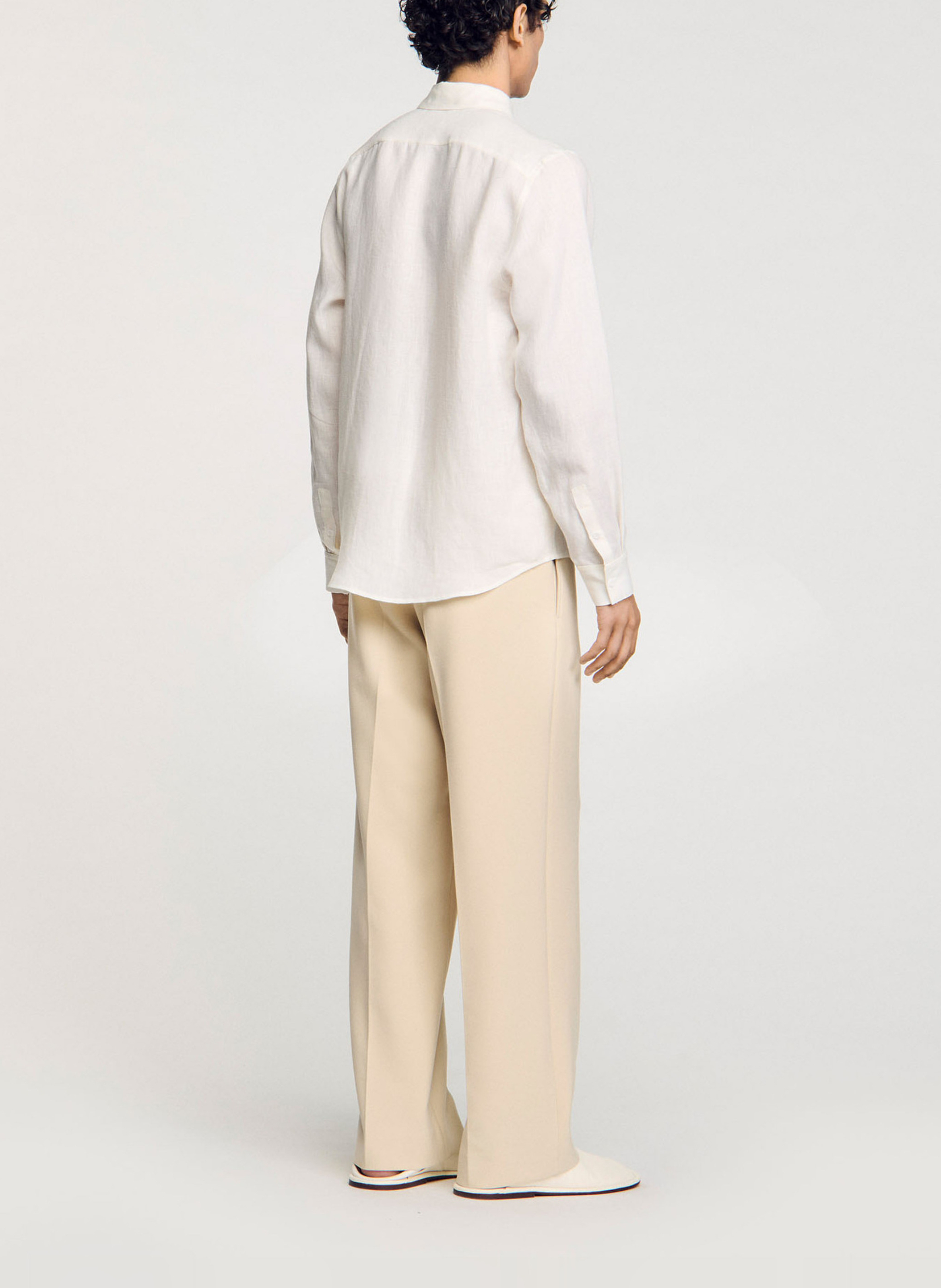 Straight-fit, linnen overhemd SANDRO Beige