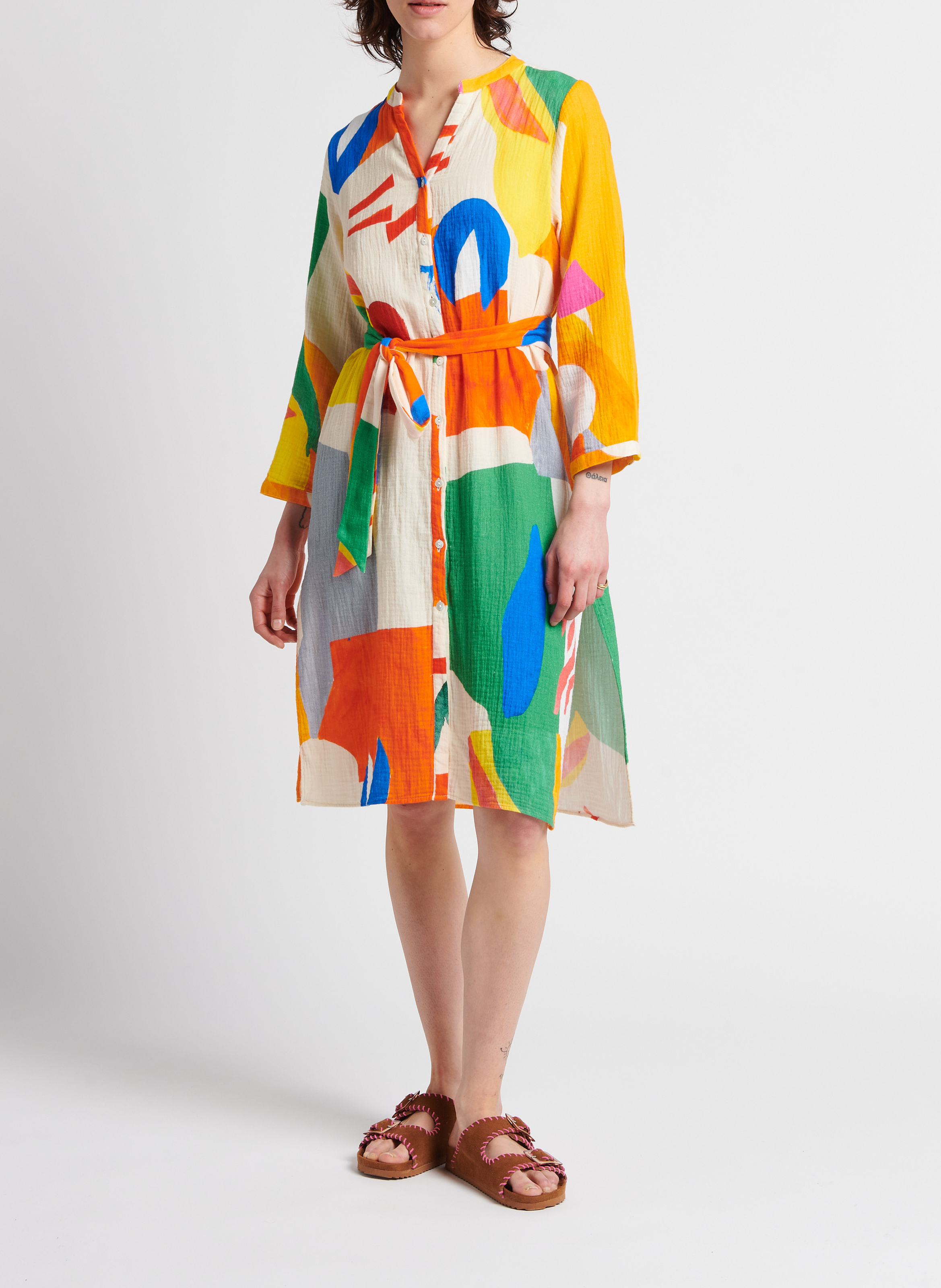 Printed cotton midi shirt dress G.KERO Multicolored
