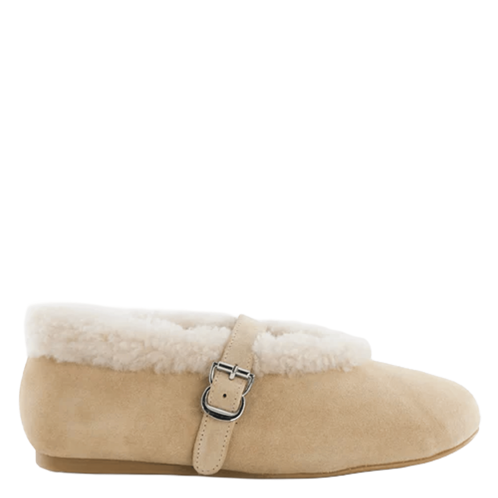 Ballerines à fourrure en cuir TORAL Beige