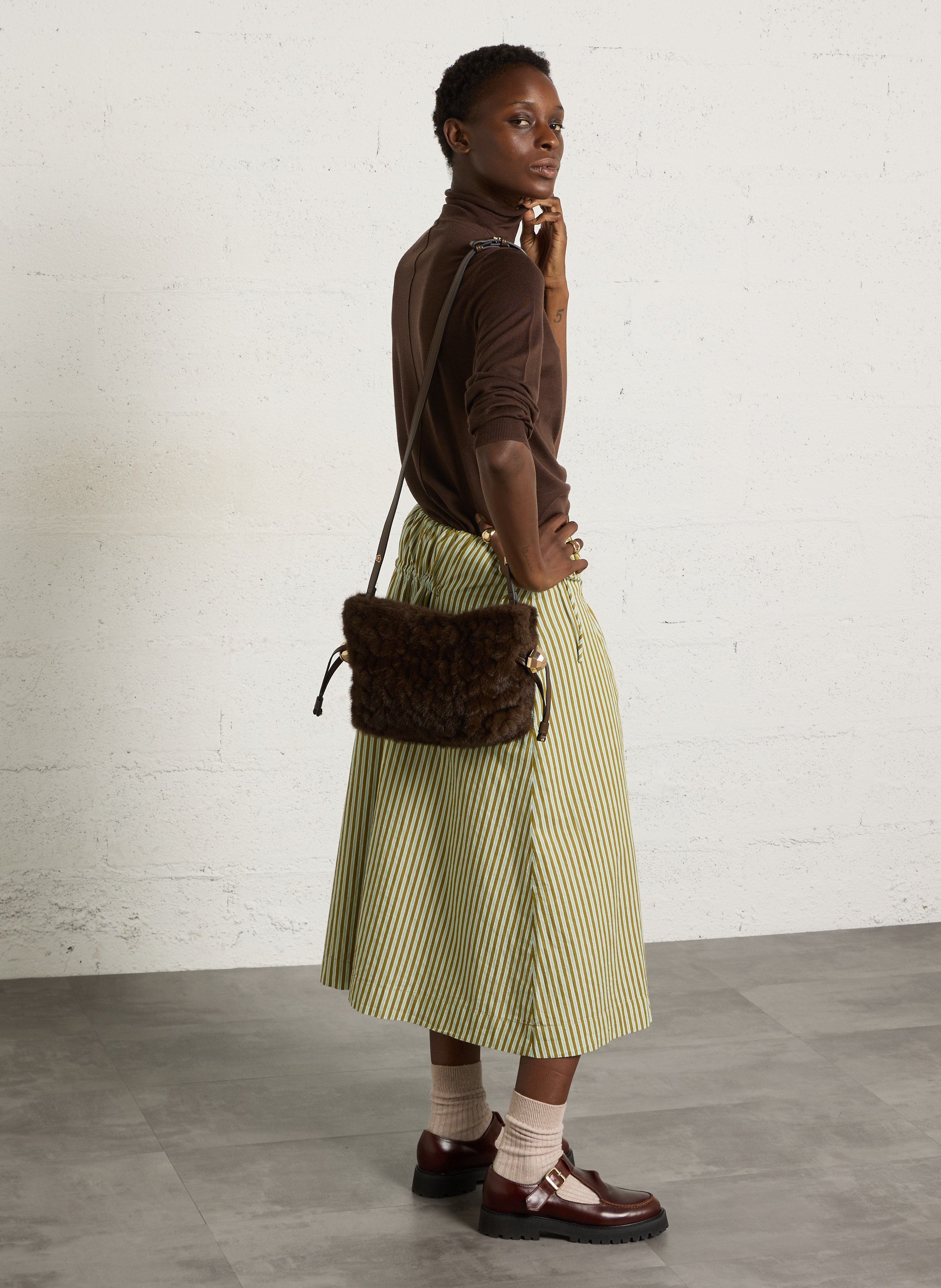 Fake fur shoulder bag LIU JO Brown
