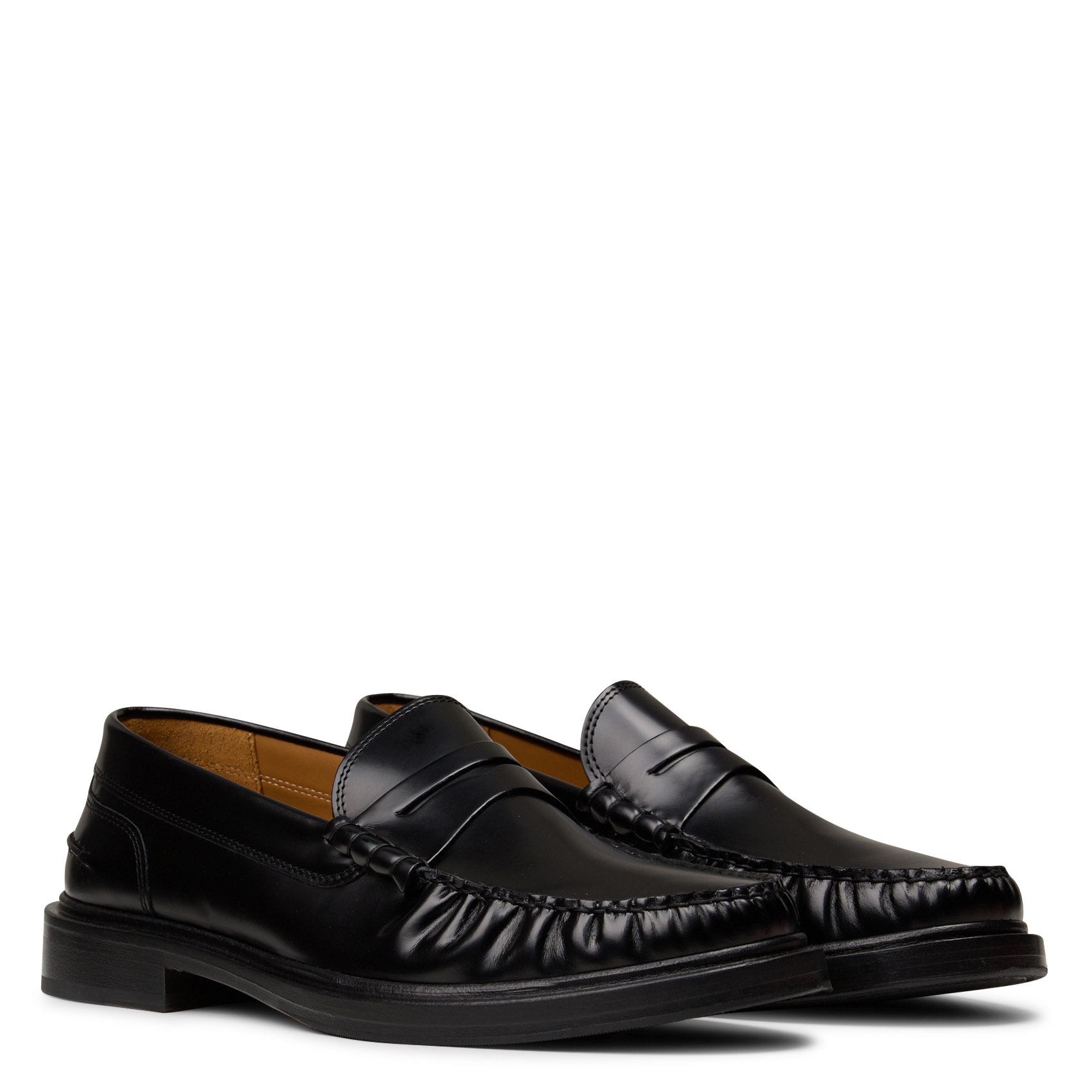 Pleated leather loafers BOBBIES Black