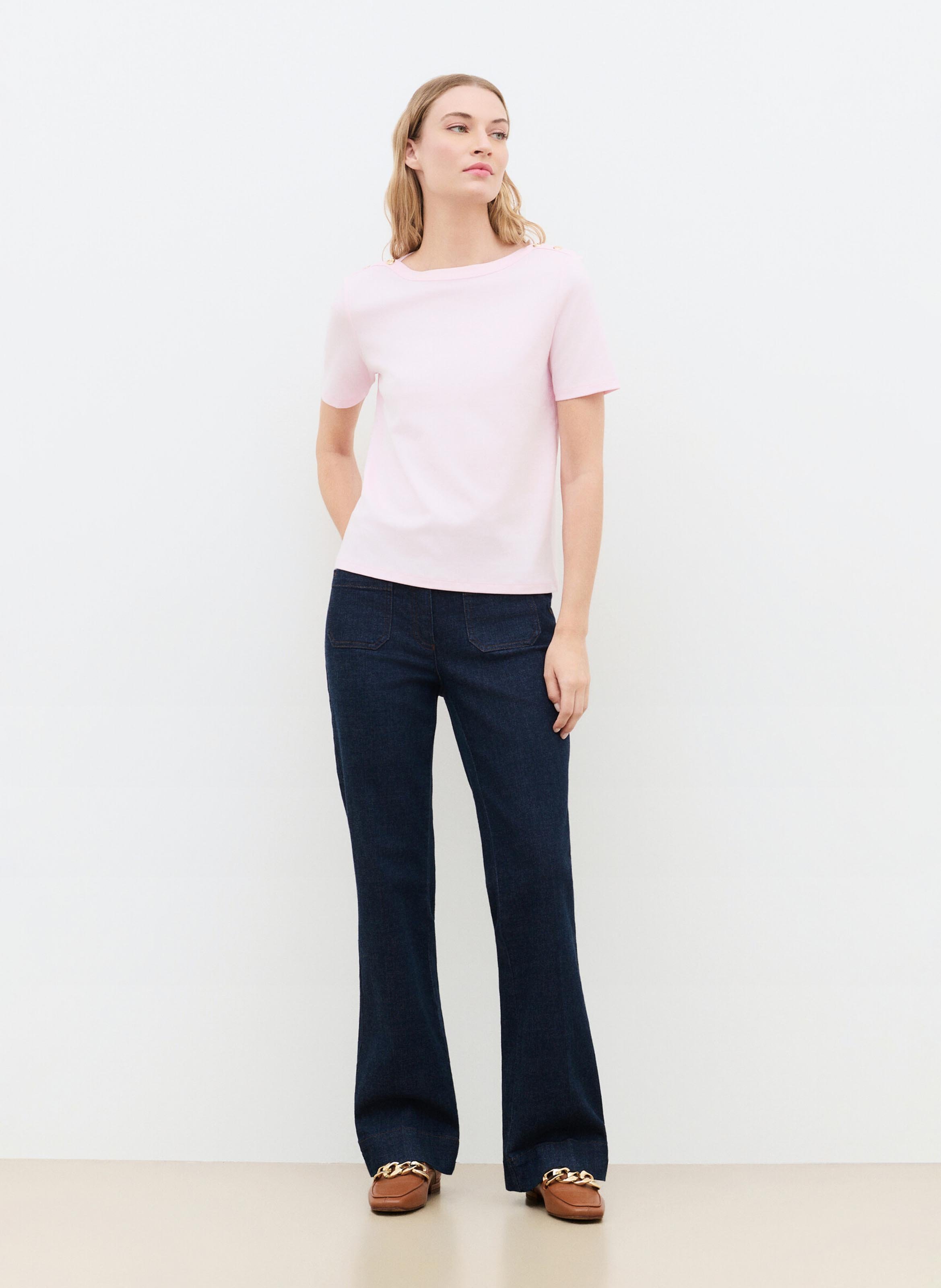 Tee-shirt ajusté en coton CAROLL Rose