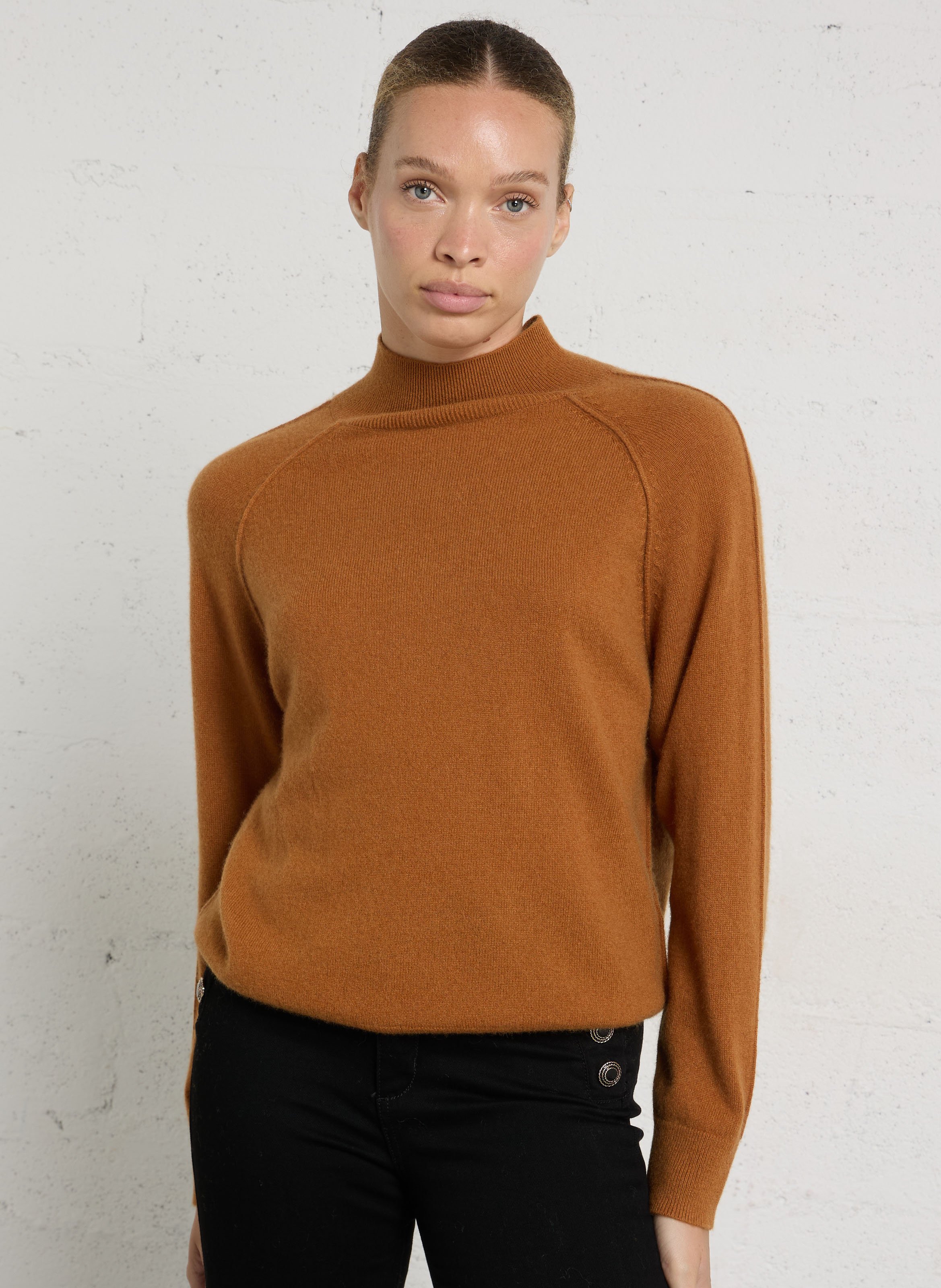Pull ample col montant en cachemire MAISON 123 Beige